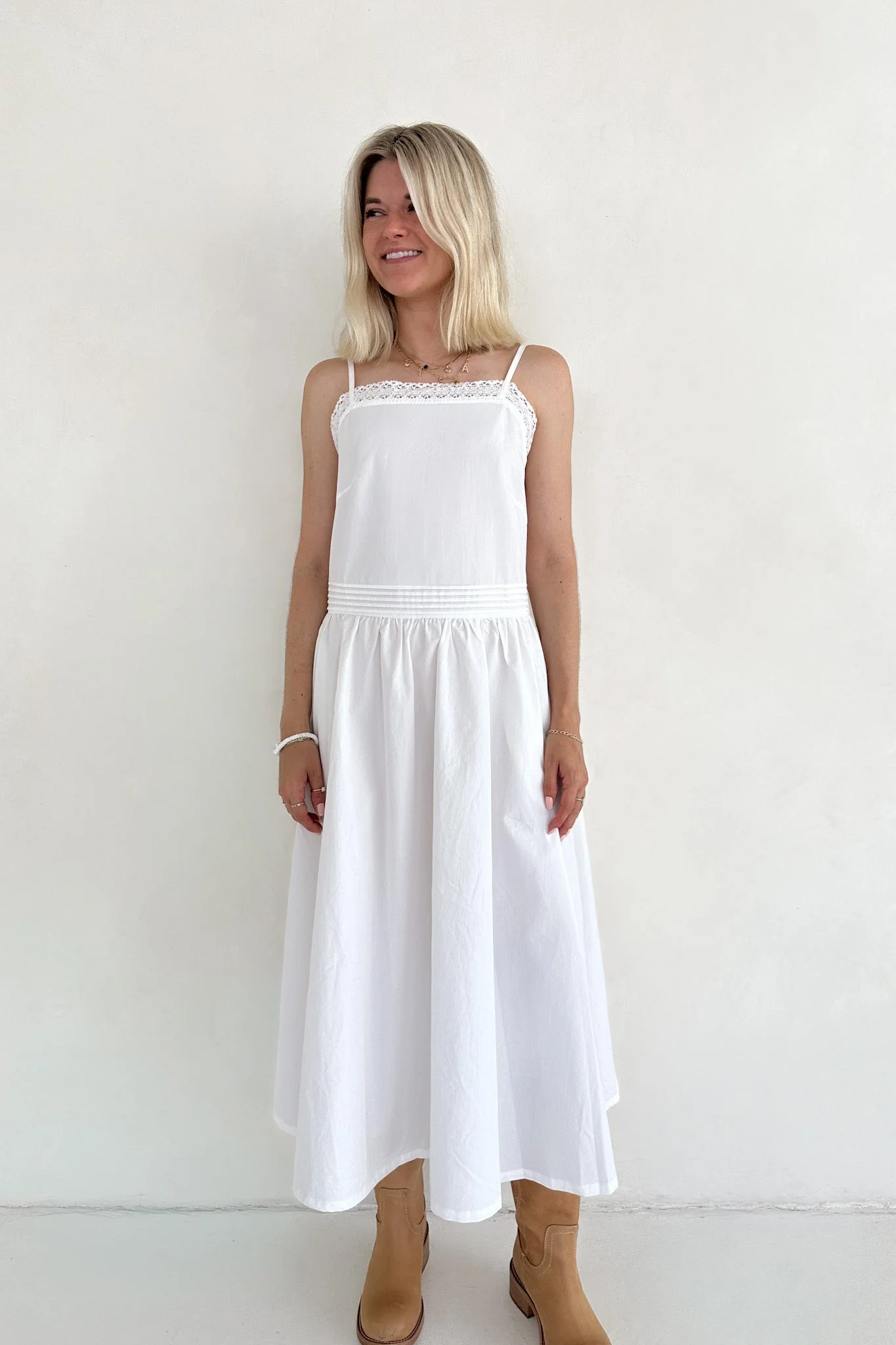 Charlotte Lace Inset Cotton Midi Dress - Image 6