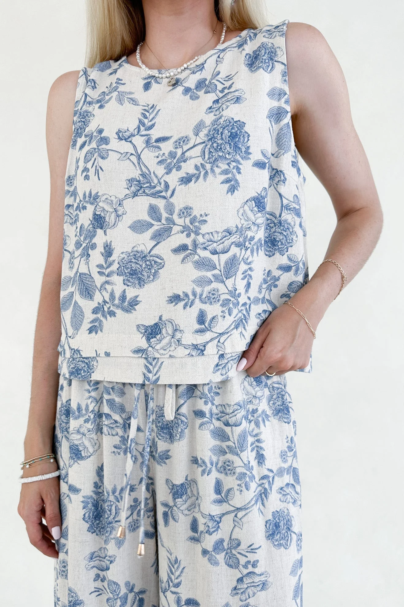 Château Printed Soft Linen Blend Tank