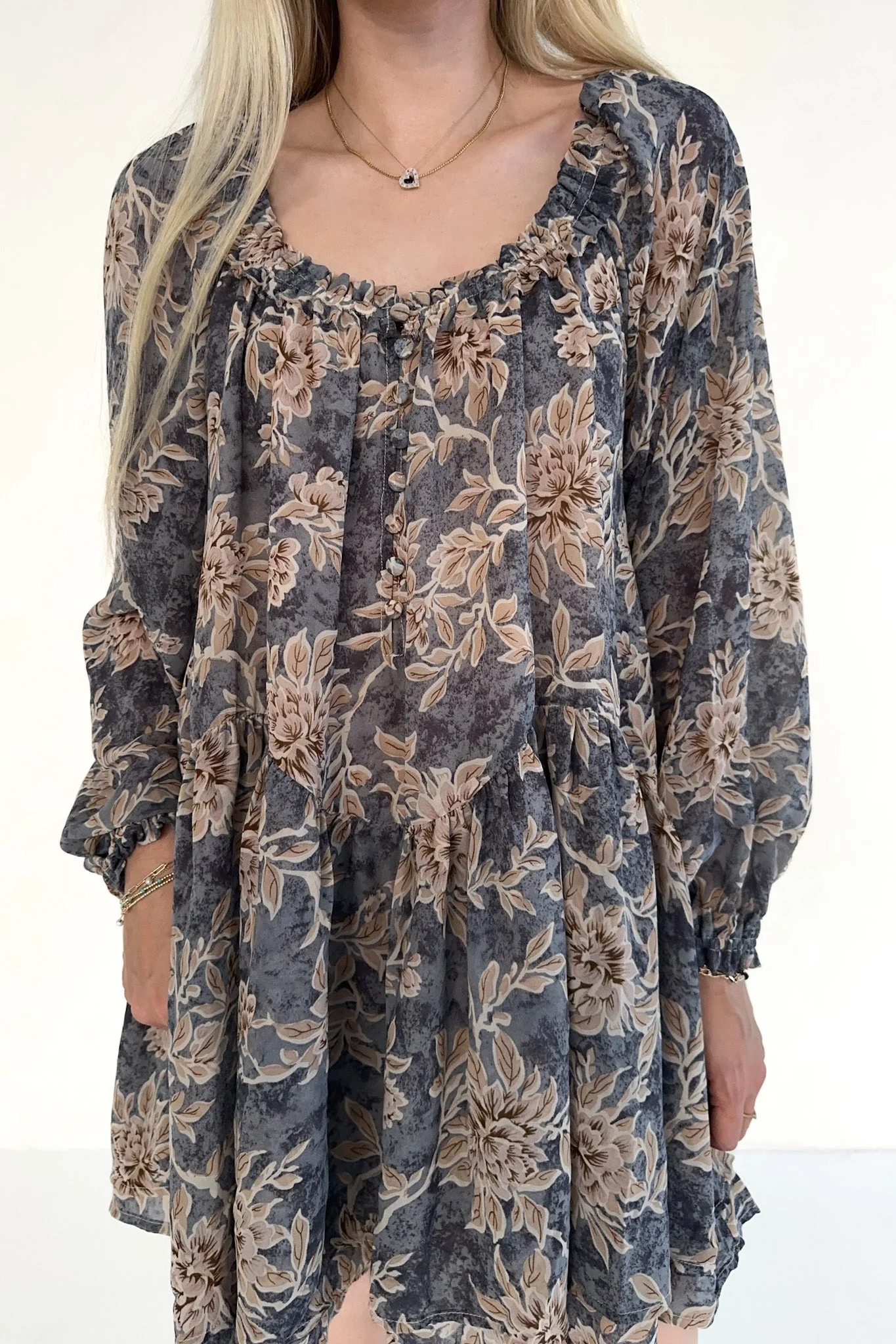 Cherish Floral Chiffon Babydoll Romper - Image 2