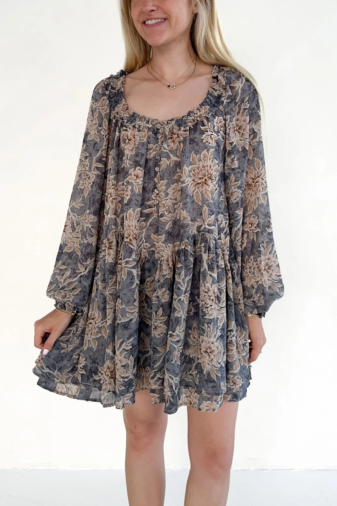 Cherish Floral Chiffon Babydoll Romper - Image 3