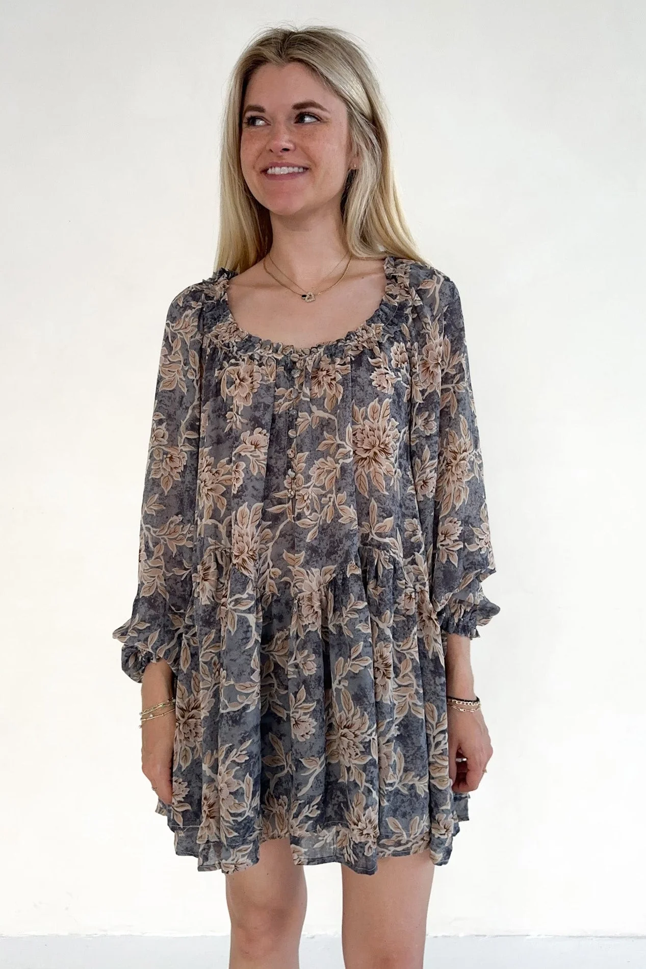Cherish Floral Chiffon Babydoll Romper - Image 4