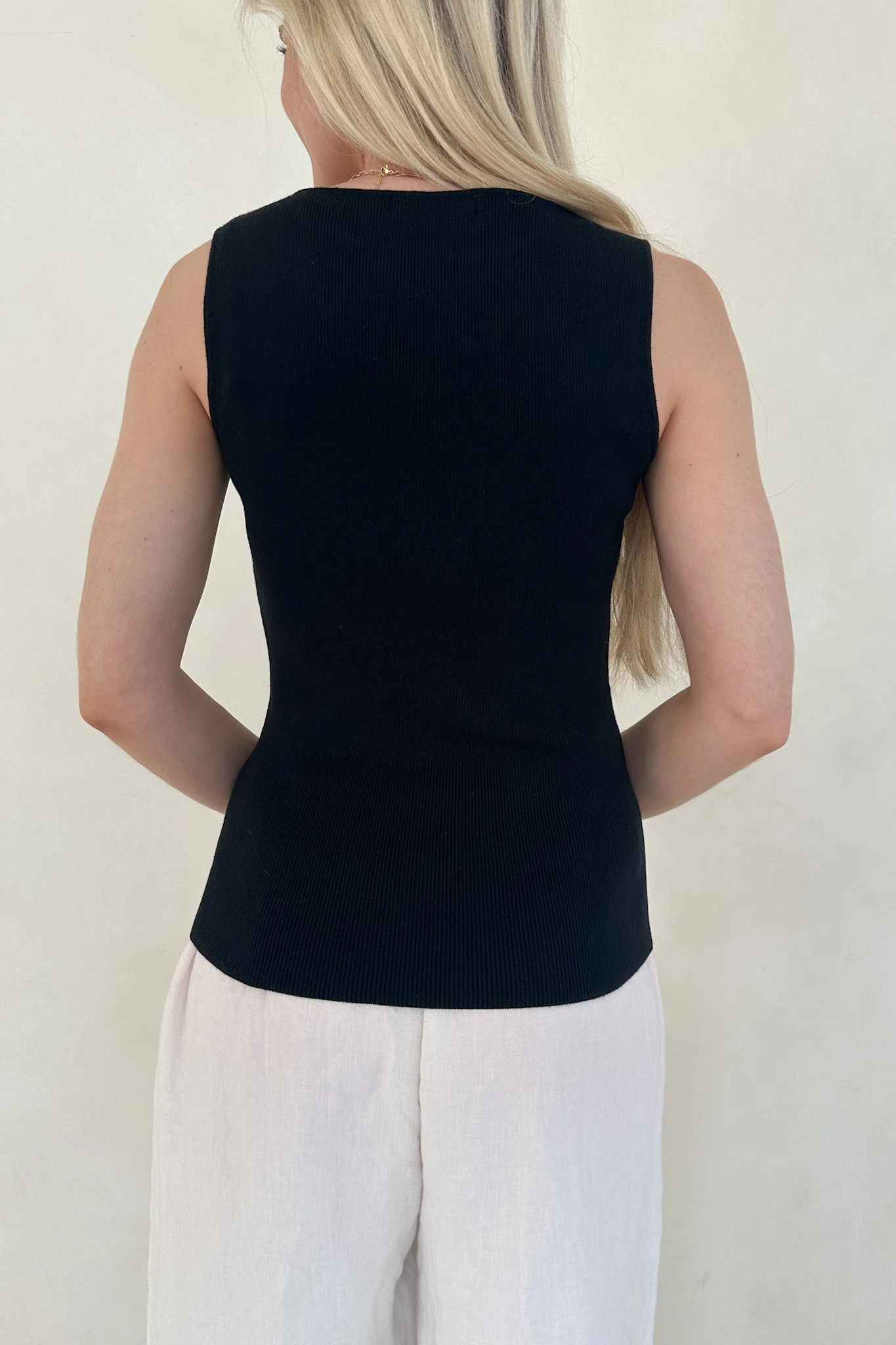 Claudia Boat Neck Sleeveless Top in Black - Image 6