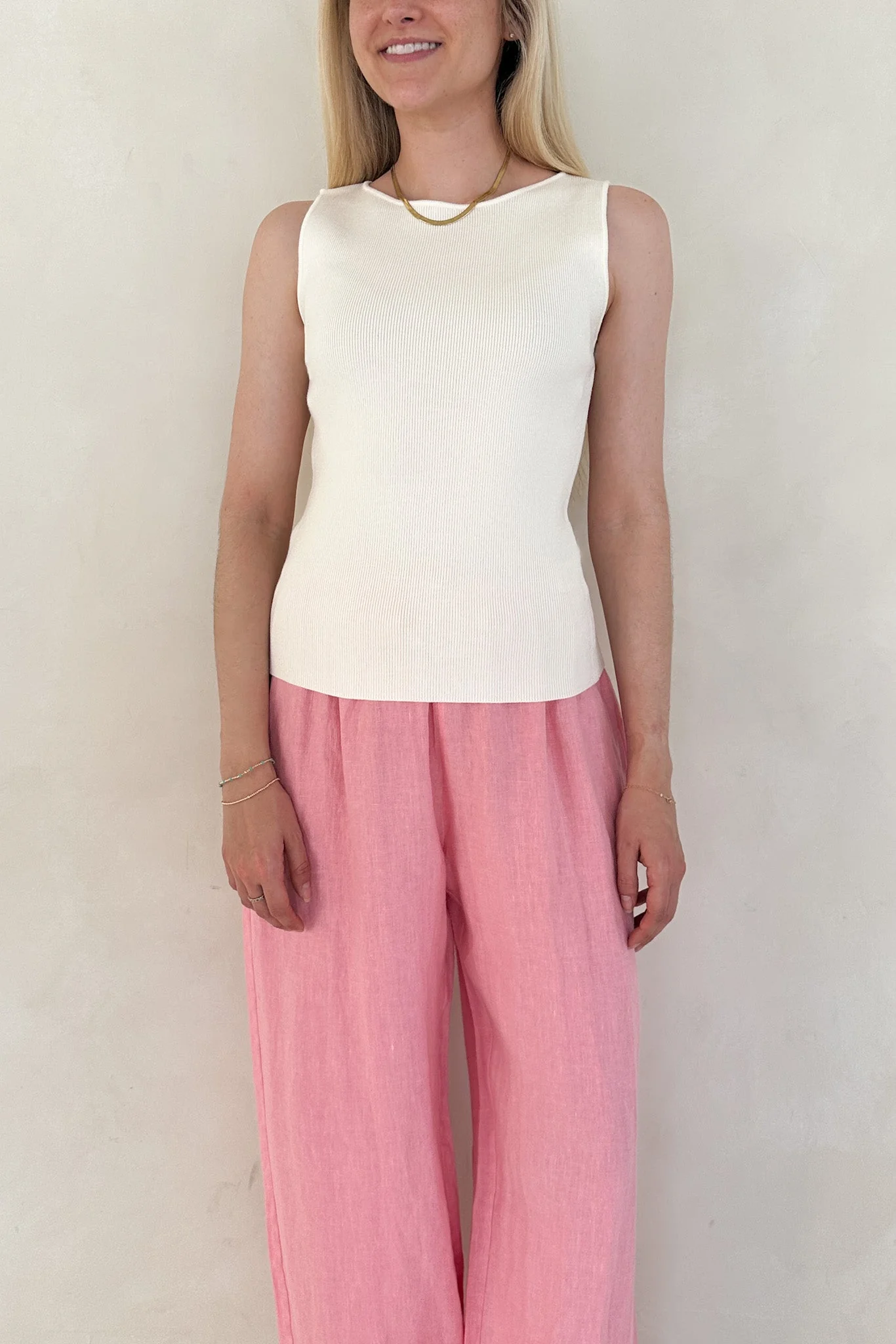 Claudia Boat Neck Sleeveless Top in Ivory - Image 6