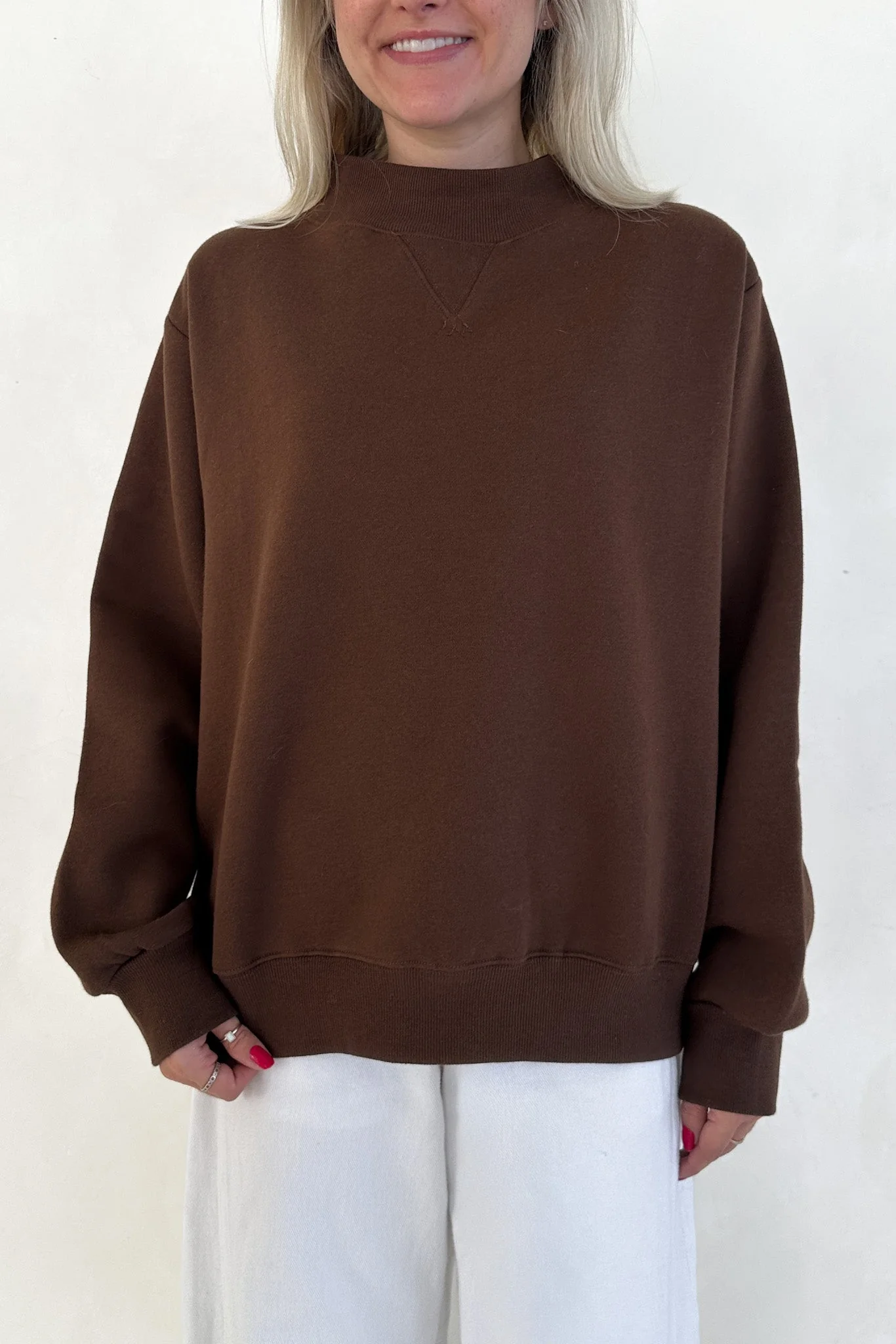 Coffee Run Mockneck Sweatshirt in Chocolate