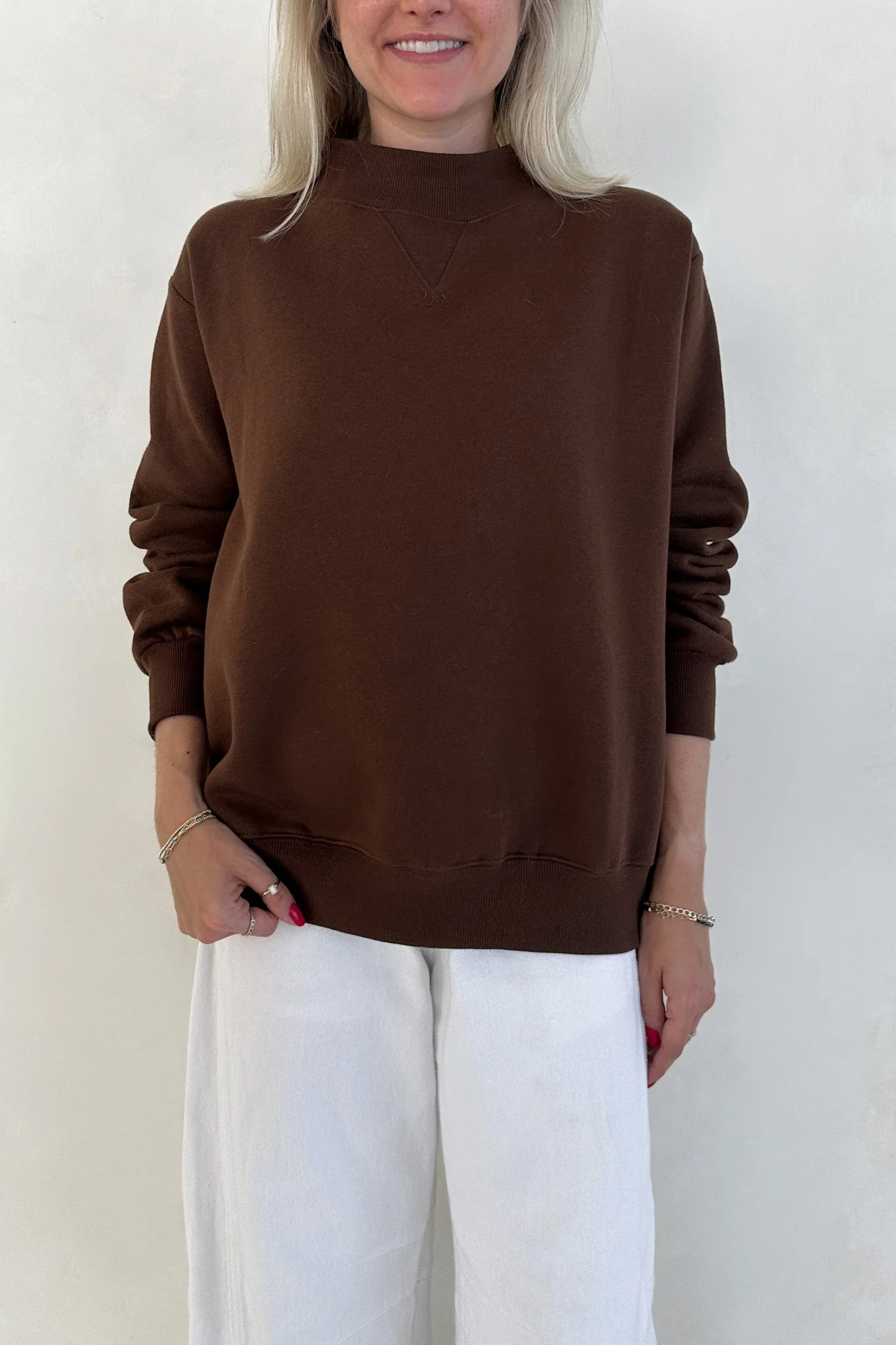 Coffee Run Mockneck Sweatshirt in Chocolate - Image 4