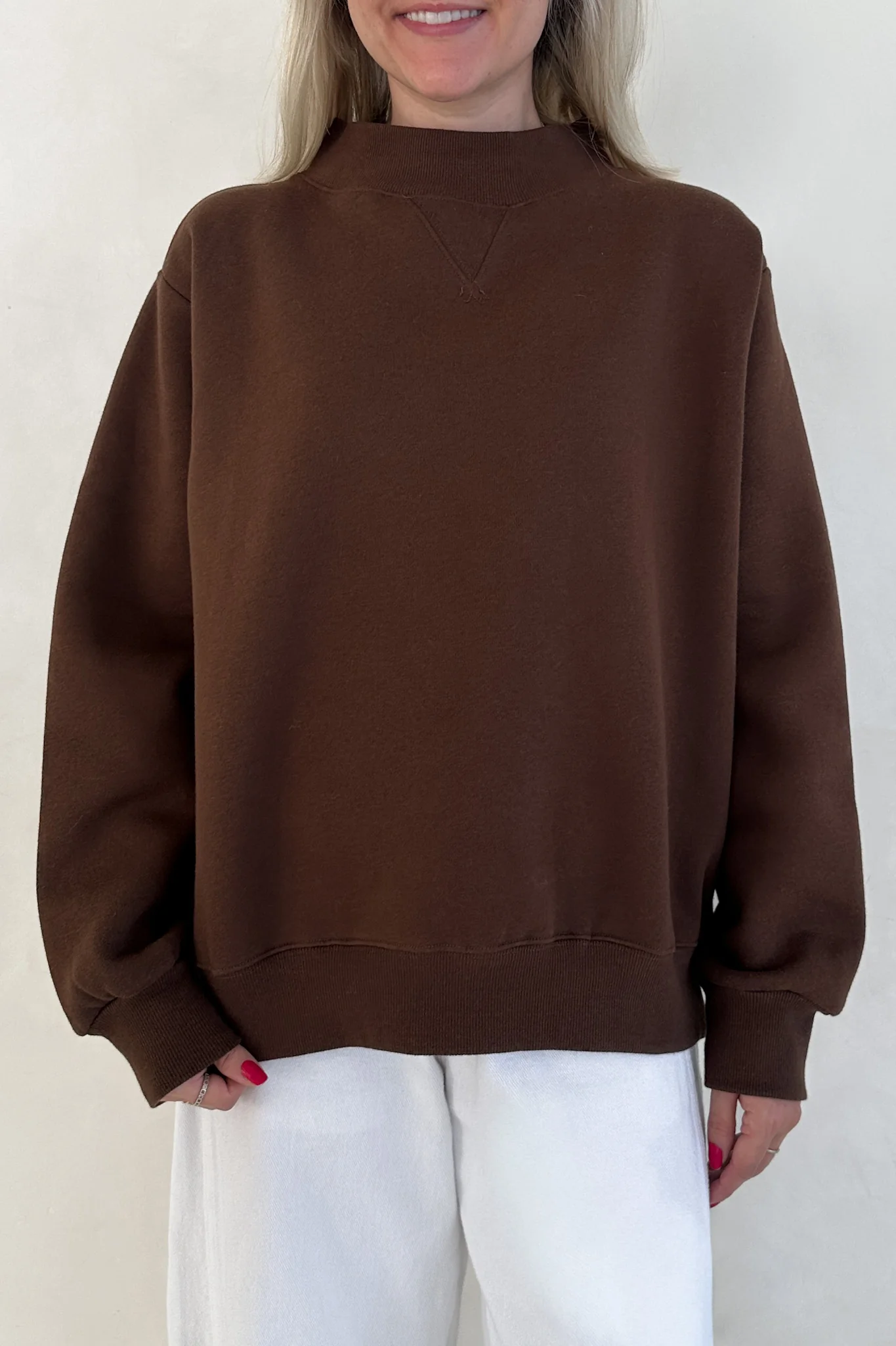 Coffee Run Mockneck Sweatshirt in Chocolate - Image 6