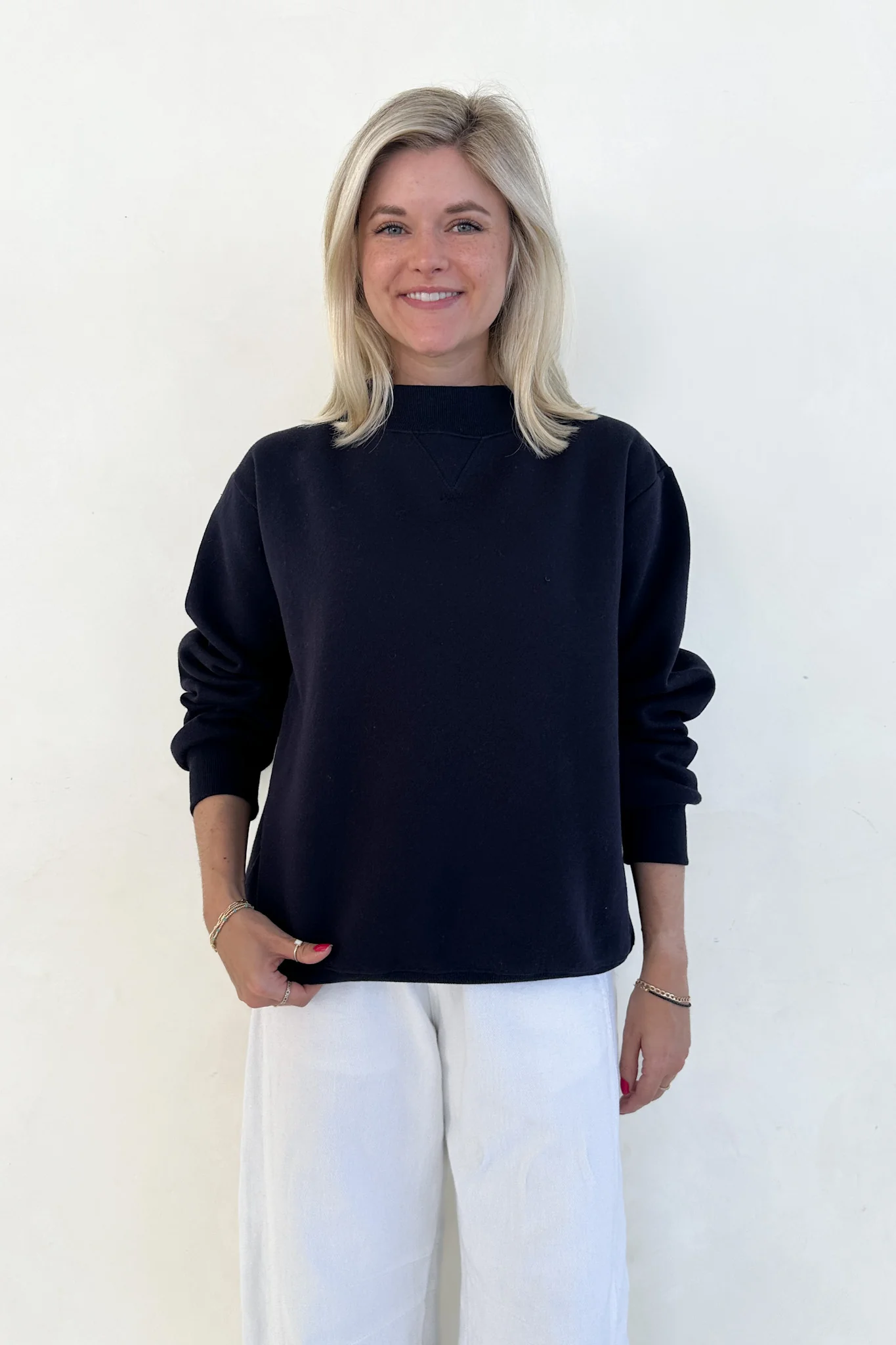 Coffee Run Mockneck Sweatshirt in Navy - Image 8