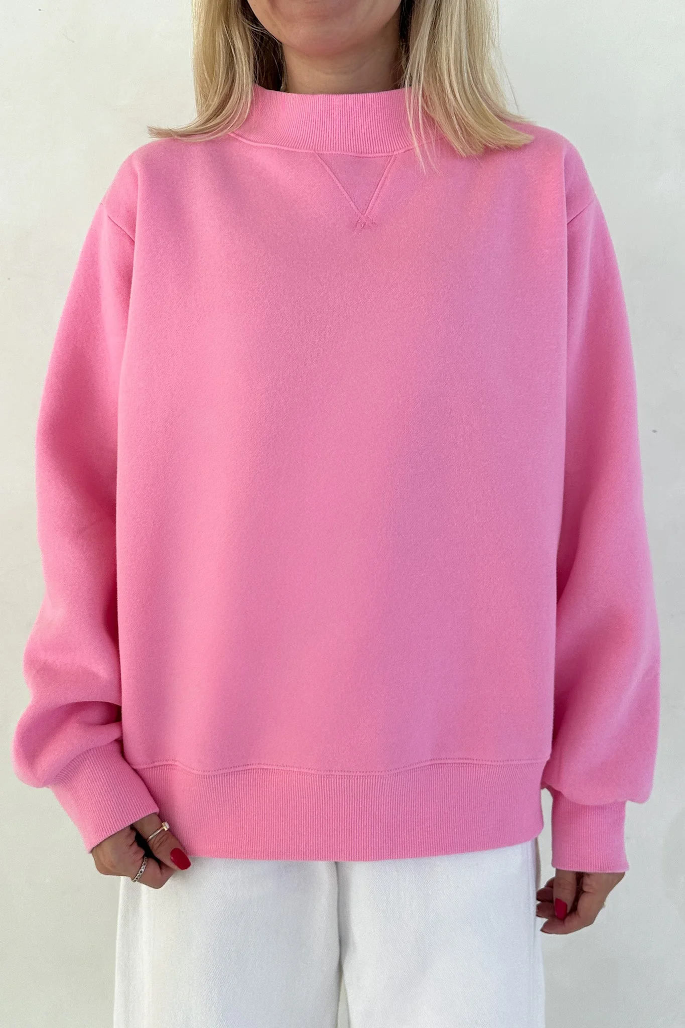 Coffee Run Mockneck Sweatshirt in Pink - Image 2