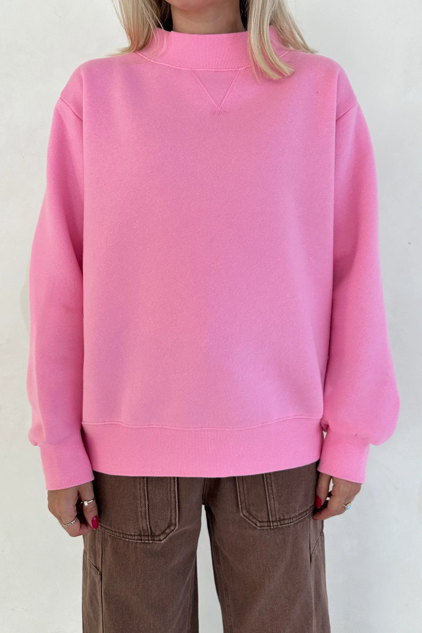 Coffee Run Mockneck Sweatshirt in Pink - Image 4