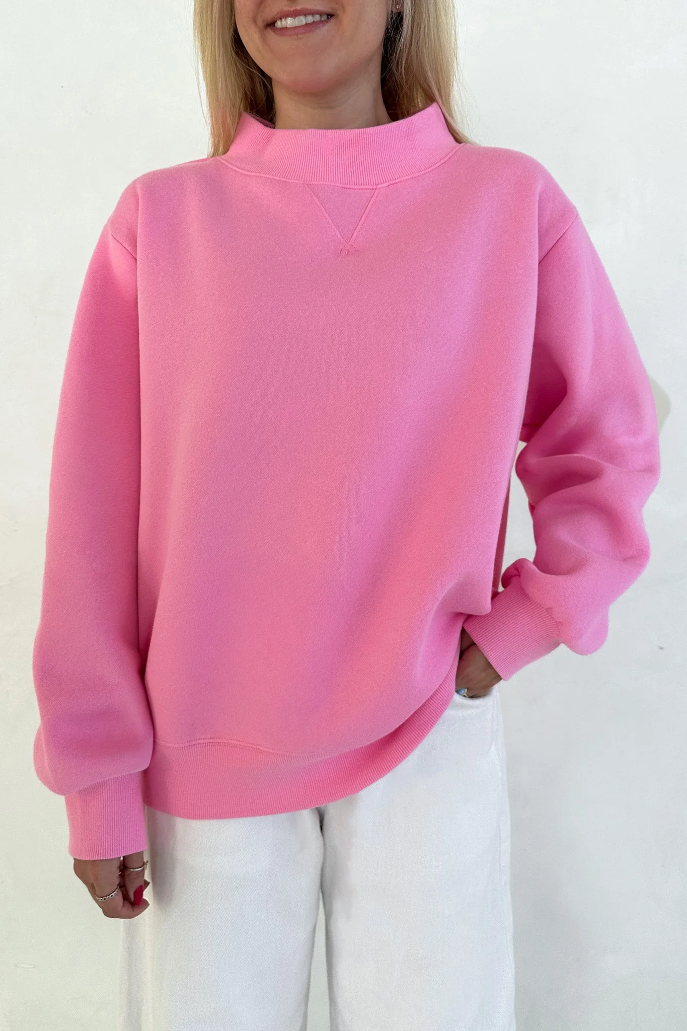 Coffee Run Mockneck Sweatshirt in Pink - Image 5
