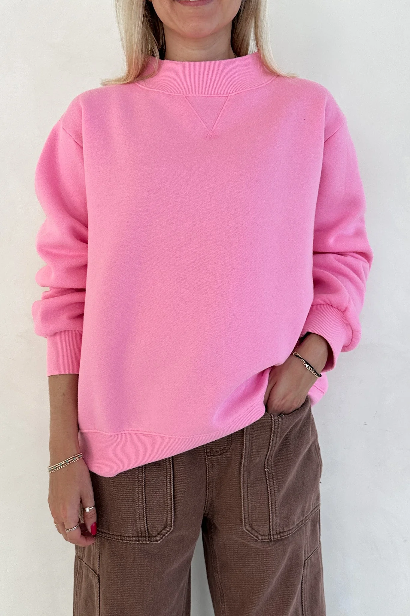 Coffee Run Mockneck Sweatshirt in Pink - Image 6