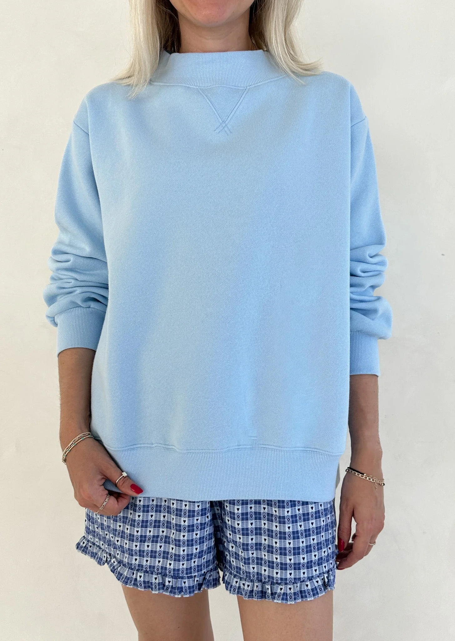 Coffee Run Mockneck Sweatshirt in Sky Blue - Image 2