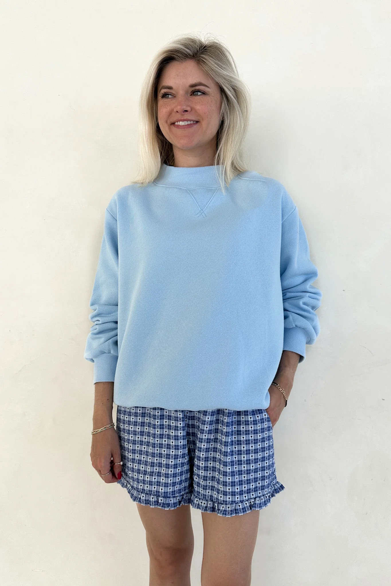Coffee Run Mockneck Sweatshirt in Sky Blue - Image 5
