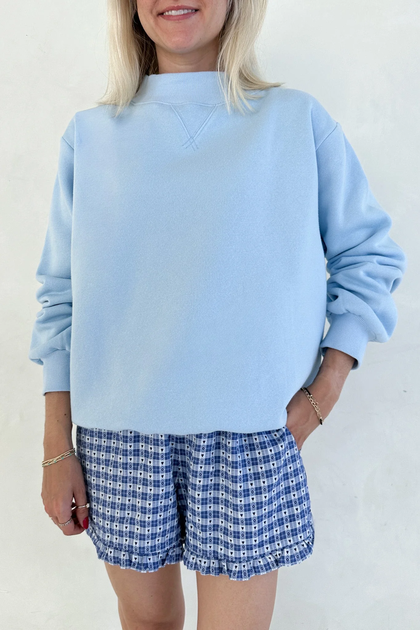 Coffee Run Mockneck Sweatshirt in Sky Blue - Image 6