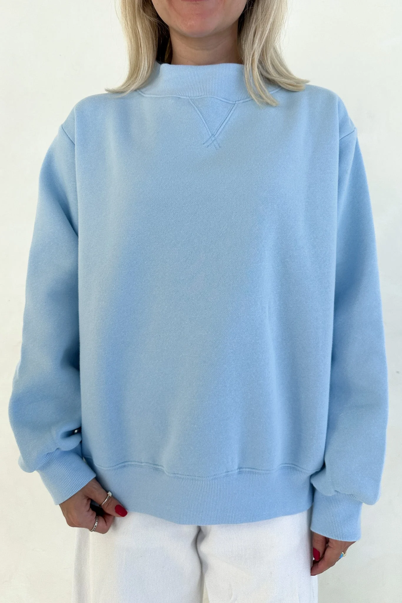 Coffee Run Mockneck Sweatshirt in Sky Blue - Image 8