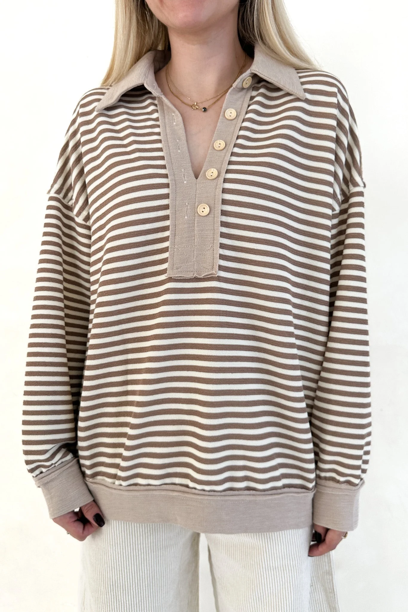 Coffee Run Striped Pullover - Image 2