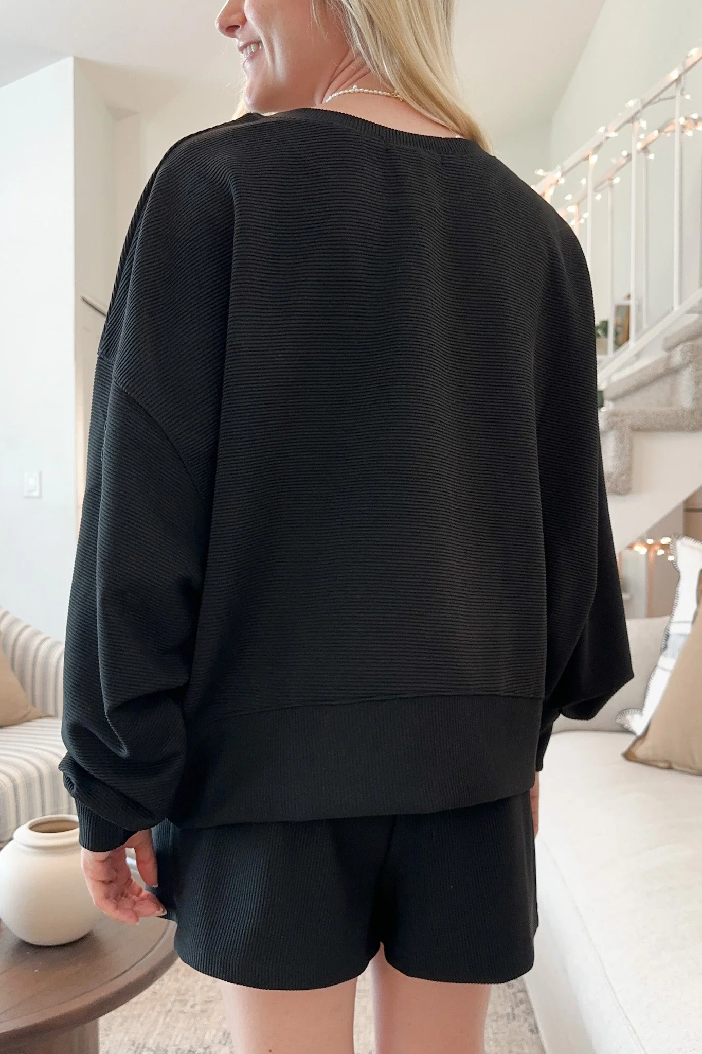 Cosette Lightweight Ribbed Shorts in Black - Image 7
