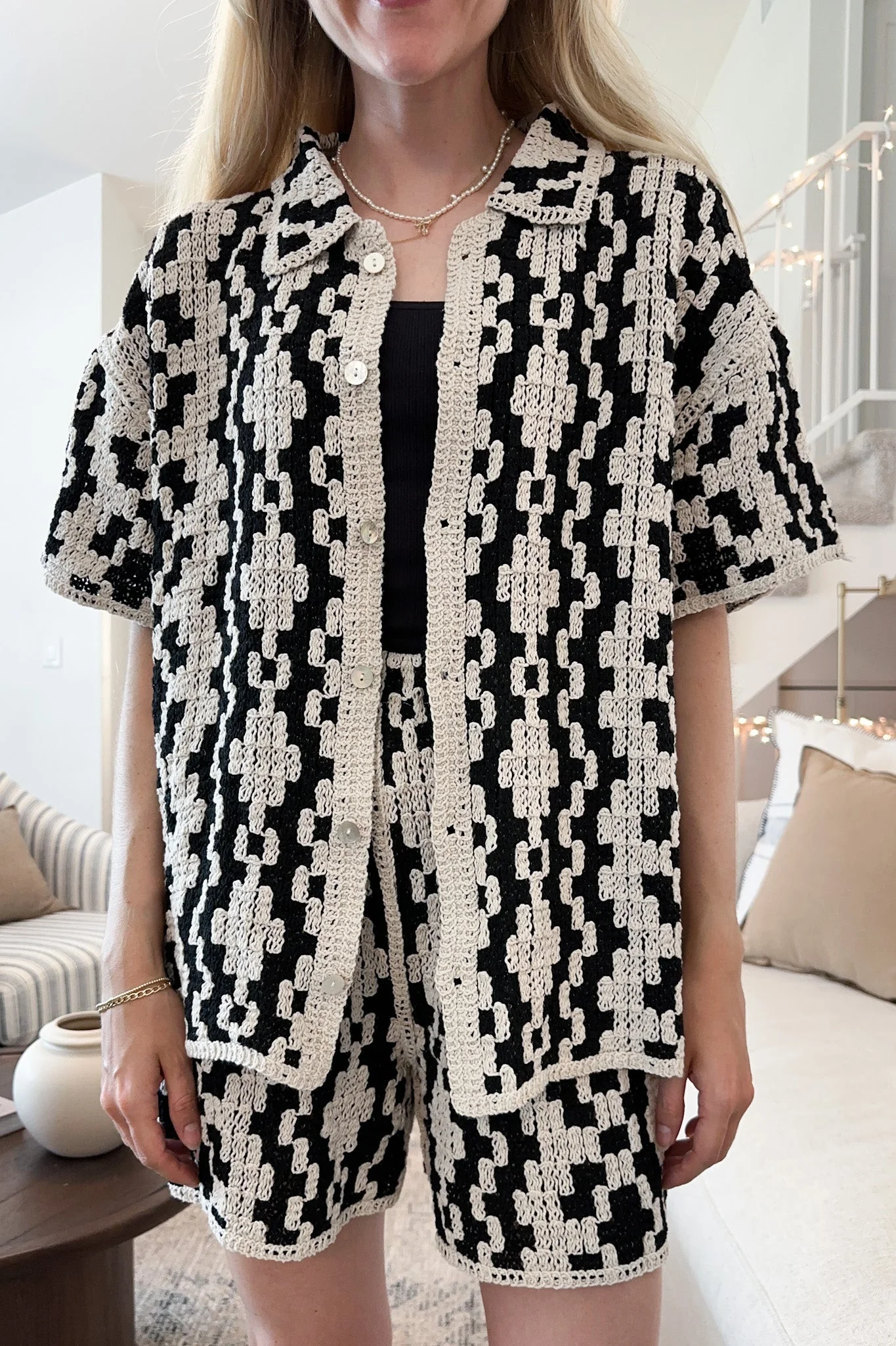 Cove Crochet Cotton Button Down Shirt