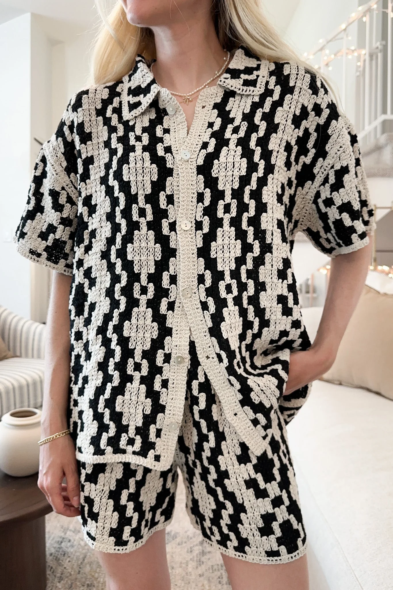 Cove Crochet Cotton Button Down Shirt - Image 2