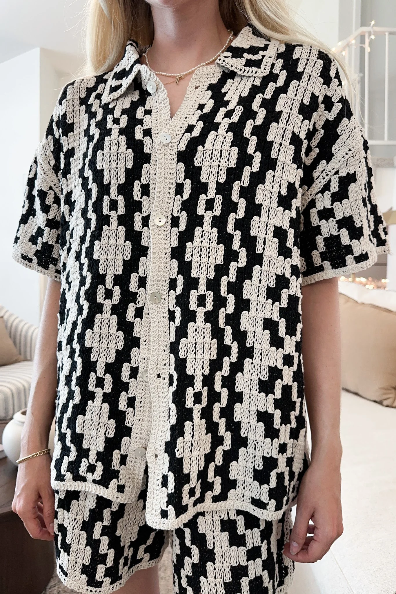 Cove Crochet Cotton Button Down Shirt - Image 3