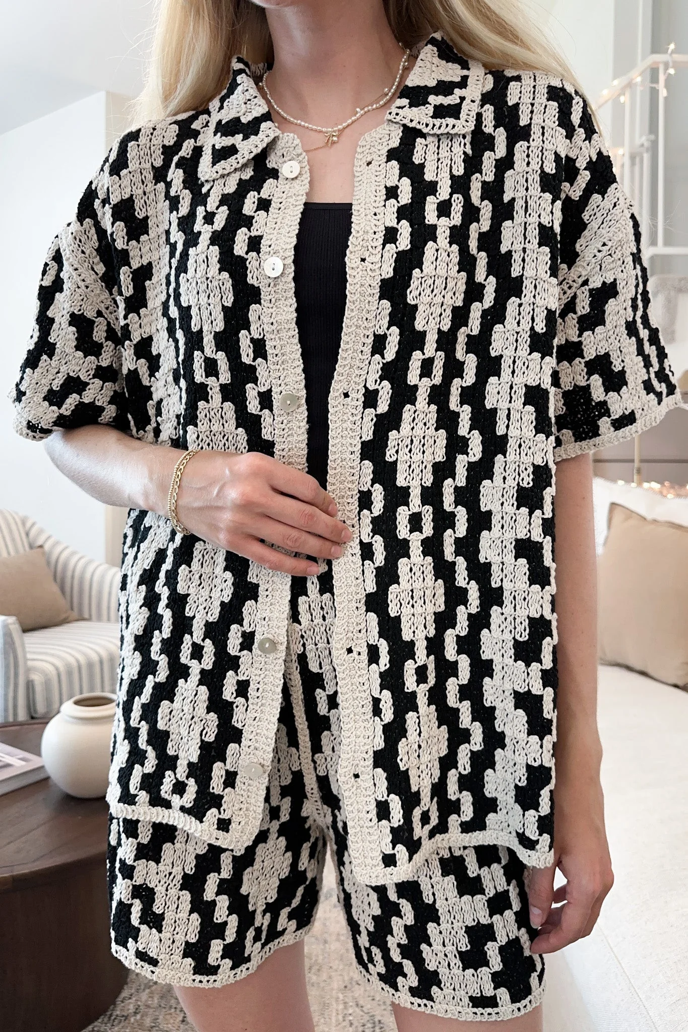 Cove Crochet Cotton Button Down Shirt - Image 4