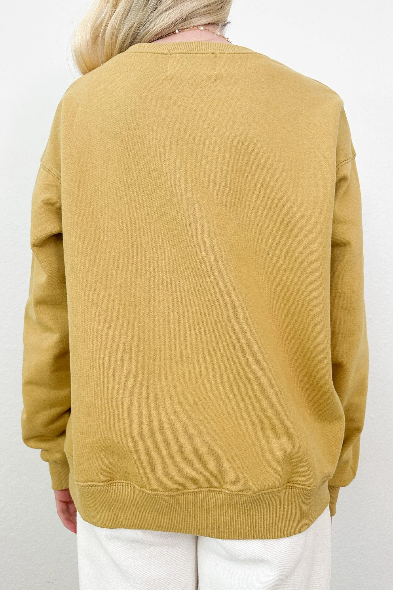 Crew Pullover Sweatshirt in Mustard - Image 5