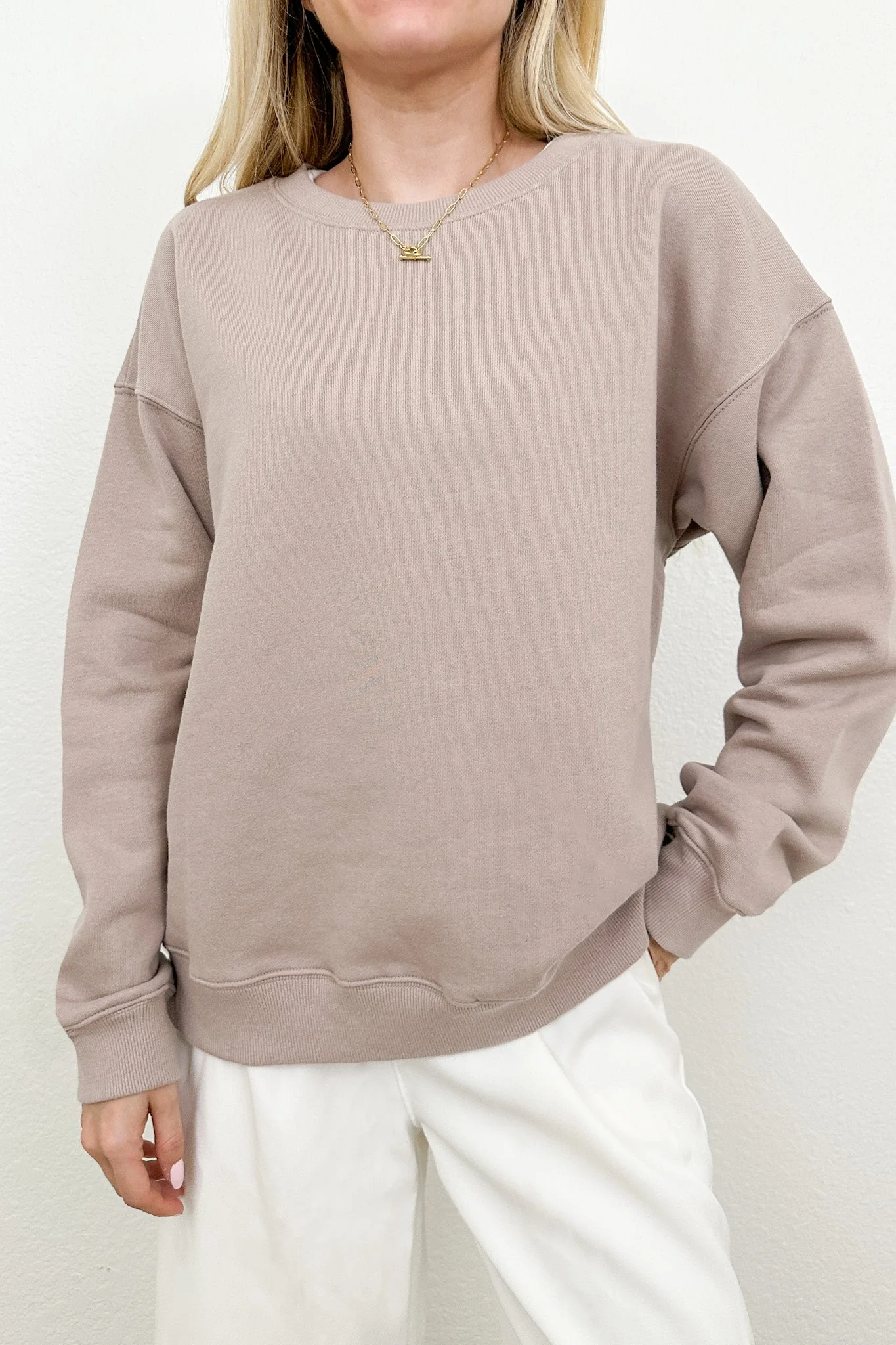 Crew Pullover Sweatshirt in Dusty Rose - Image 3