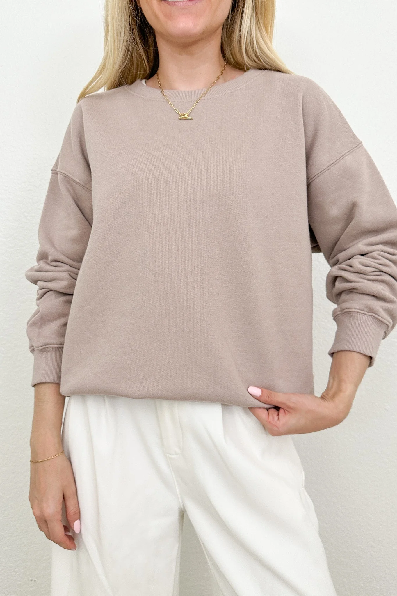 Crew Pullover Sweatshirt in Dusty Rose - Image 4
