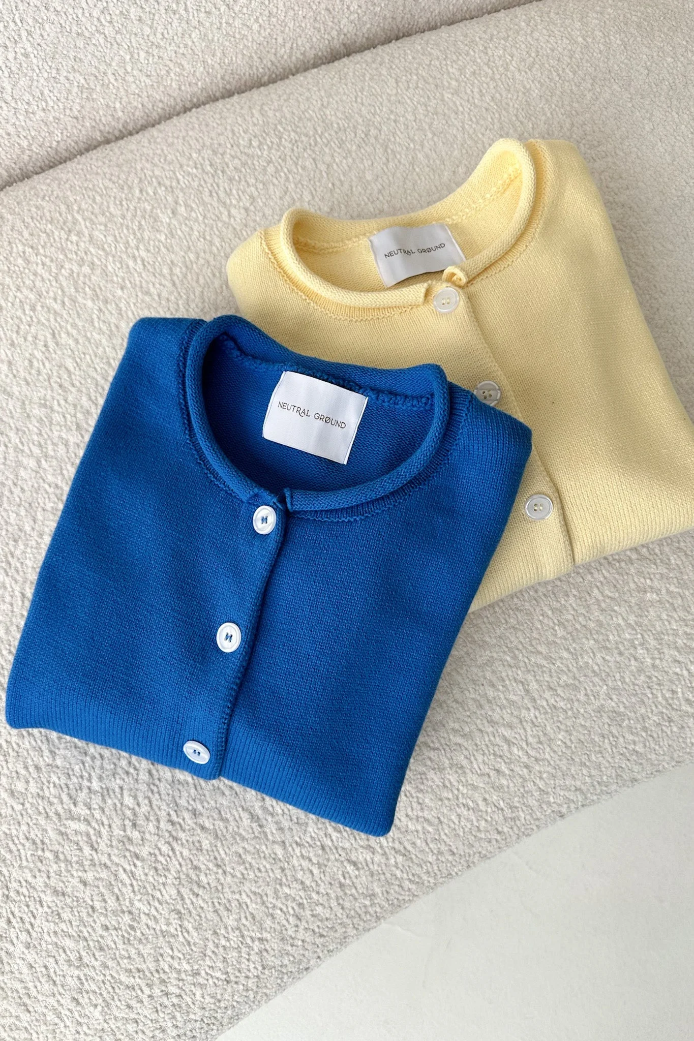 Daisy Rolled Neckline Button Up Cotton Cardigan in Royal - Image 4