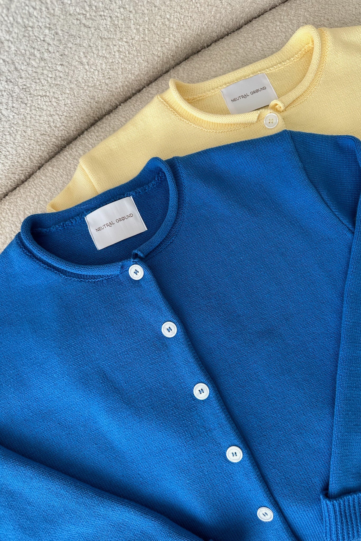 Daisy Rolled Neckline Button Up Cotton Cardigan in Royal - Image 7