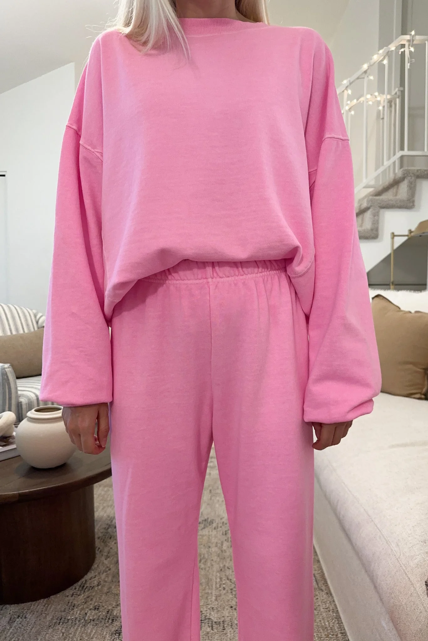 Dakota Organic Cotton Jogger Pants in Raspberry Cream - Image 3