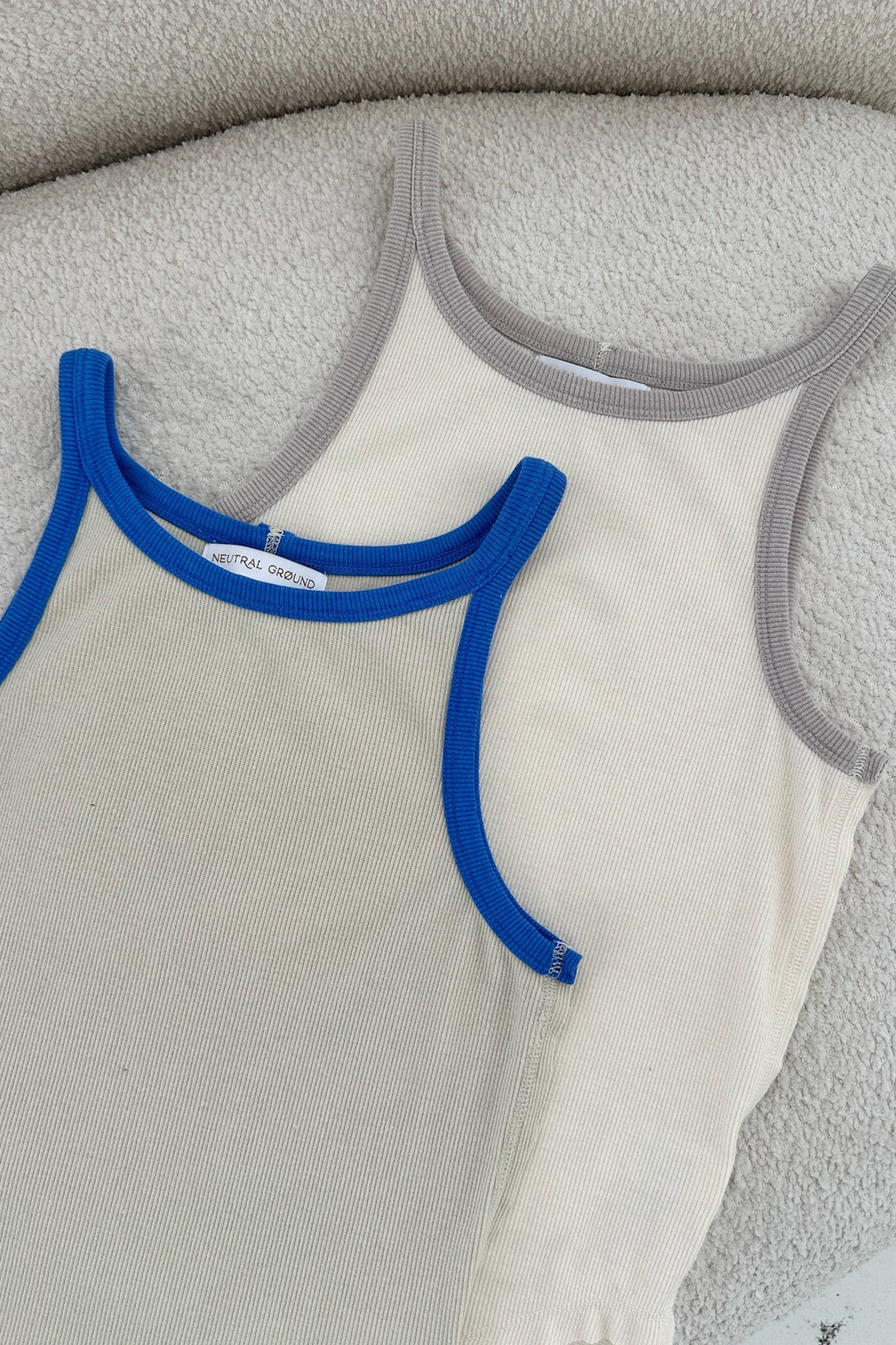 Daydreamer Color Block Tank Top in Blue and Stone - Image 5