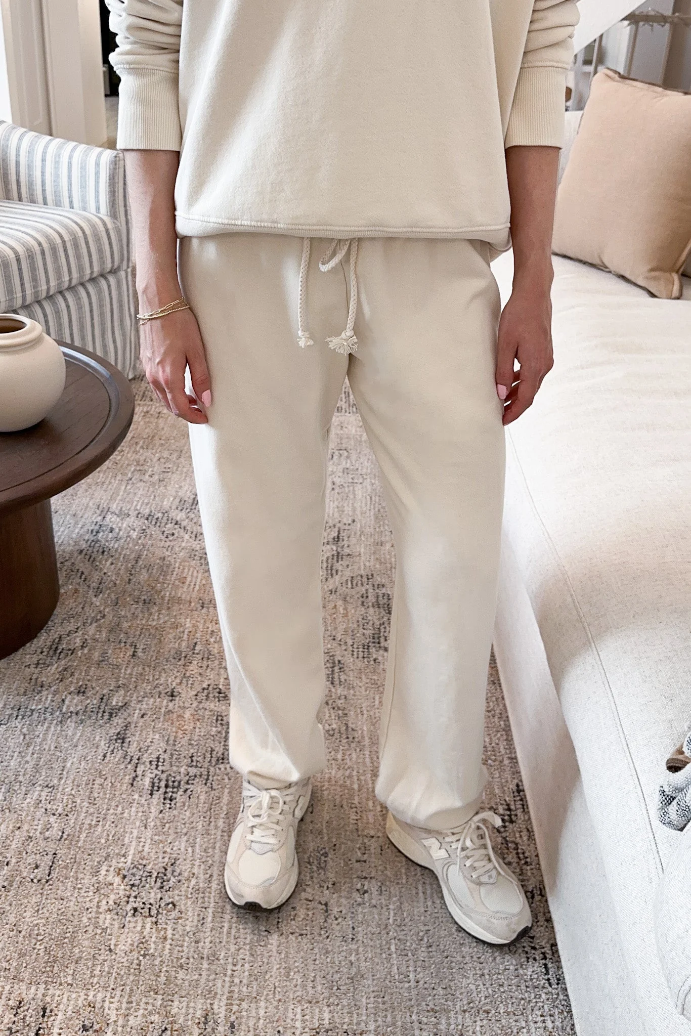 Daydreamer Organic Cotton Joggers in Natural - Image 3