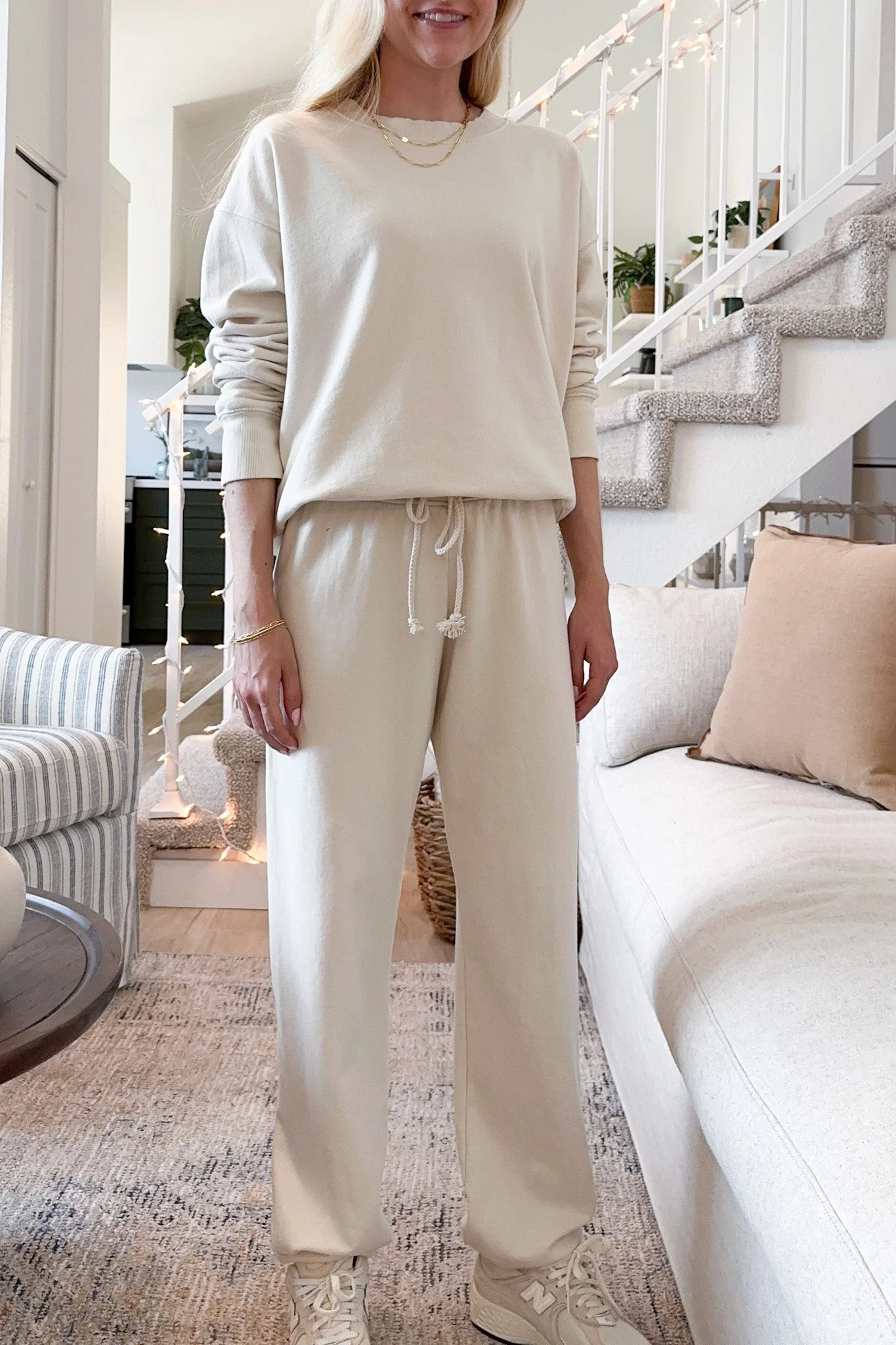 Daydreamer Organic Cotton Joggers in Natural - Image 4