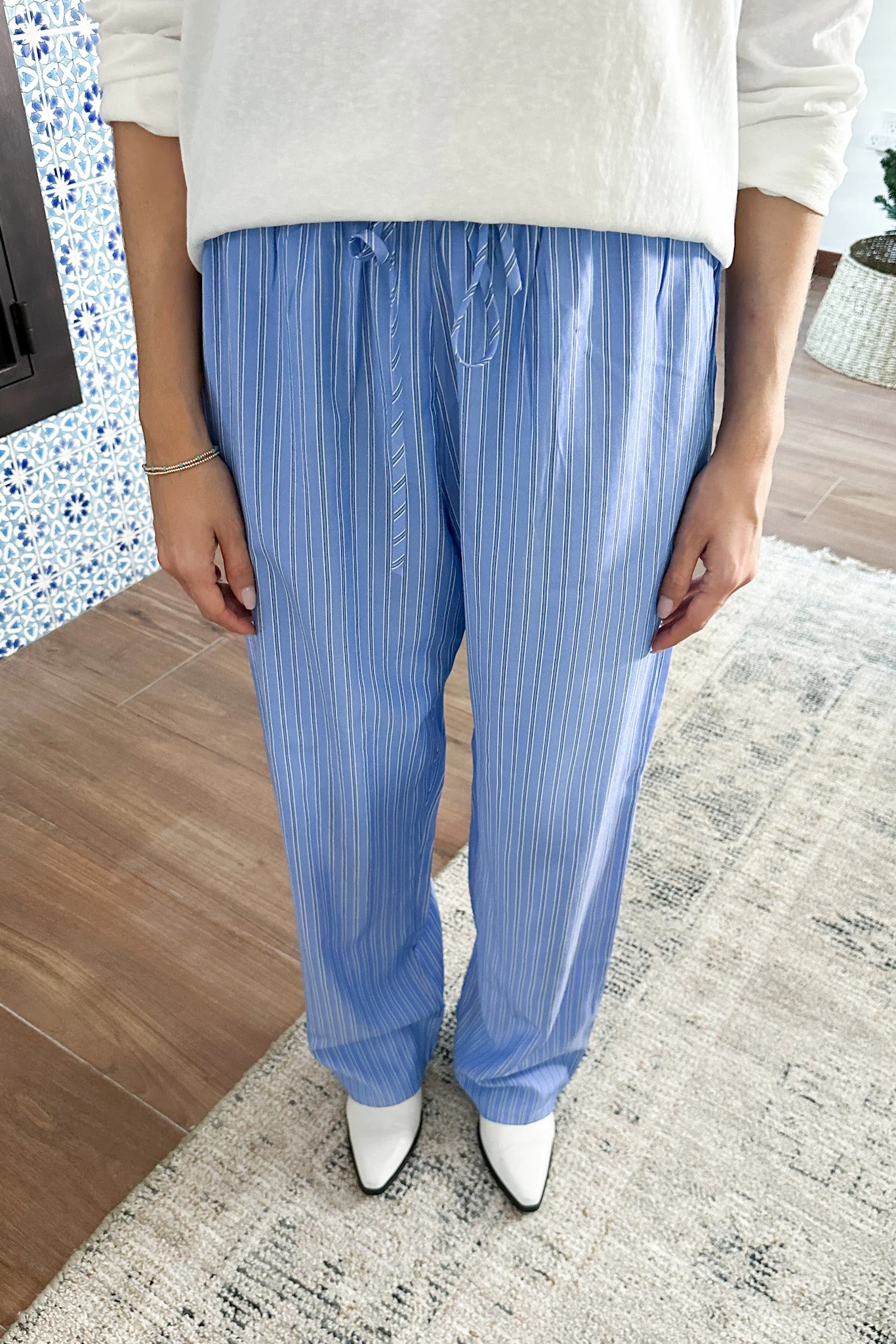 Deck The Halls Cotton Pants in Blue