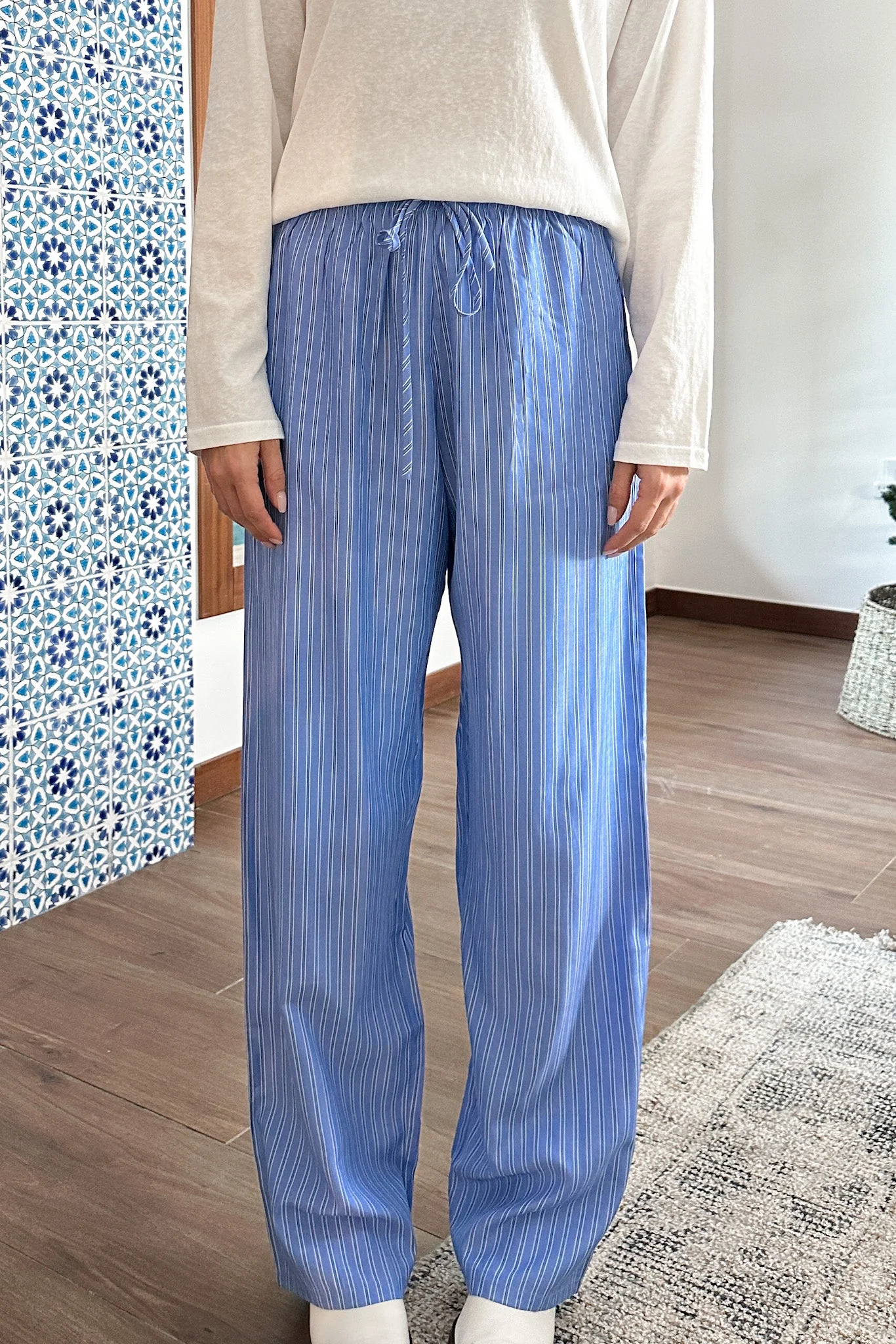 Deck The Halls Cotton Pants in Blue - Image 2