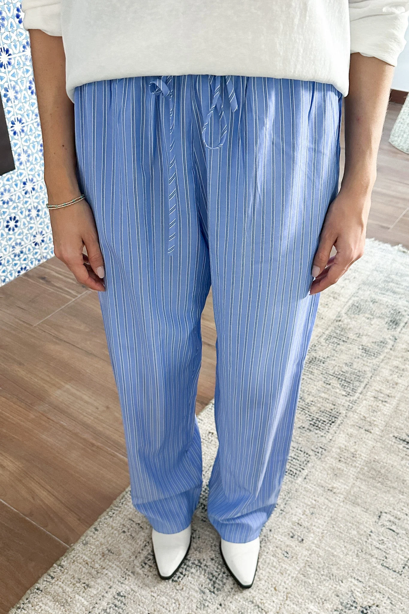 Deck The Halls Cotton Pants in Blue - Image 4