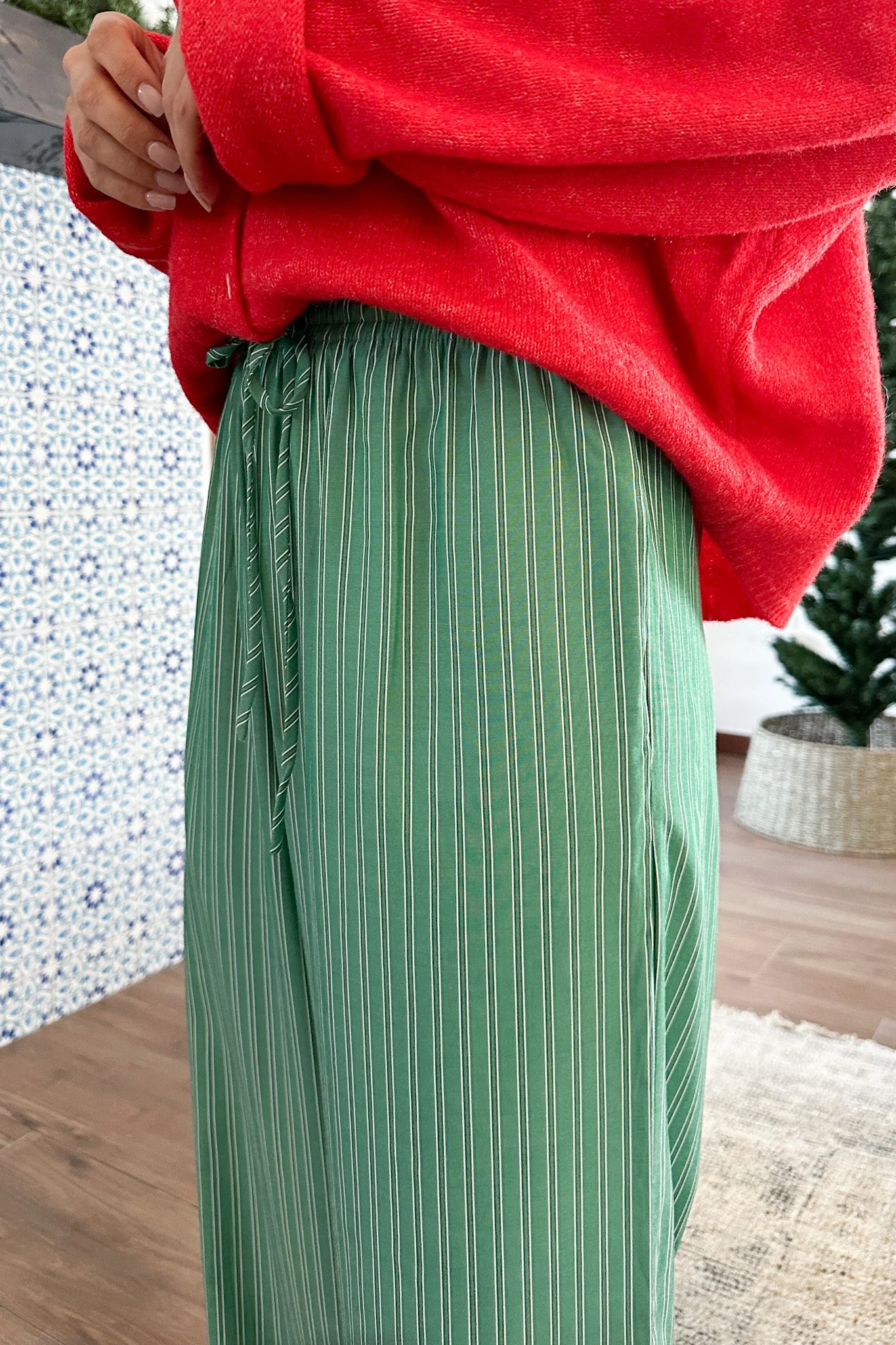 Deck The Halls Cotton Pants in Green - Image 5