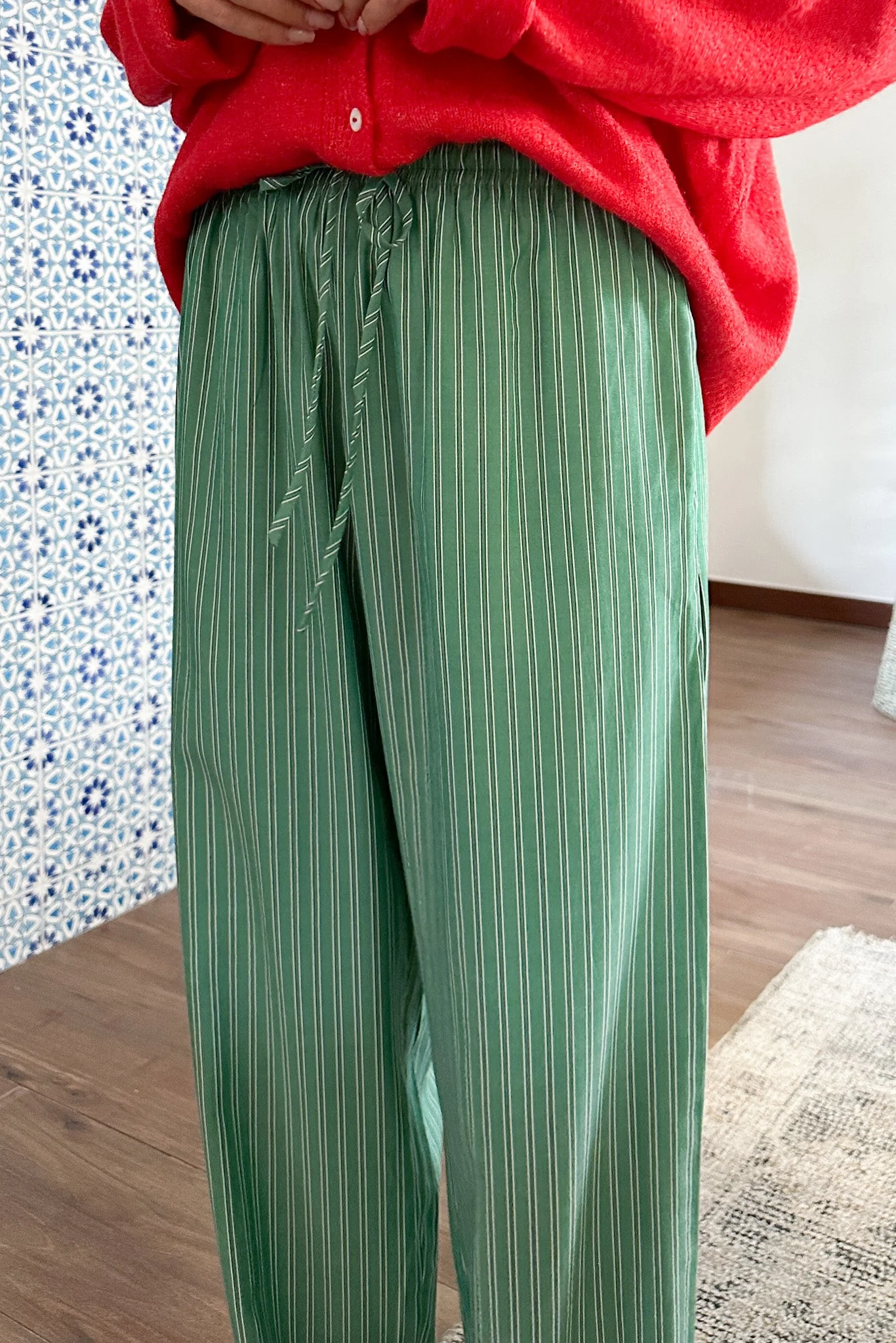 Deck The Halls Cotton Pants in Green - Image 6