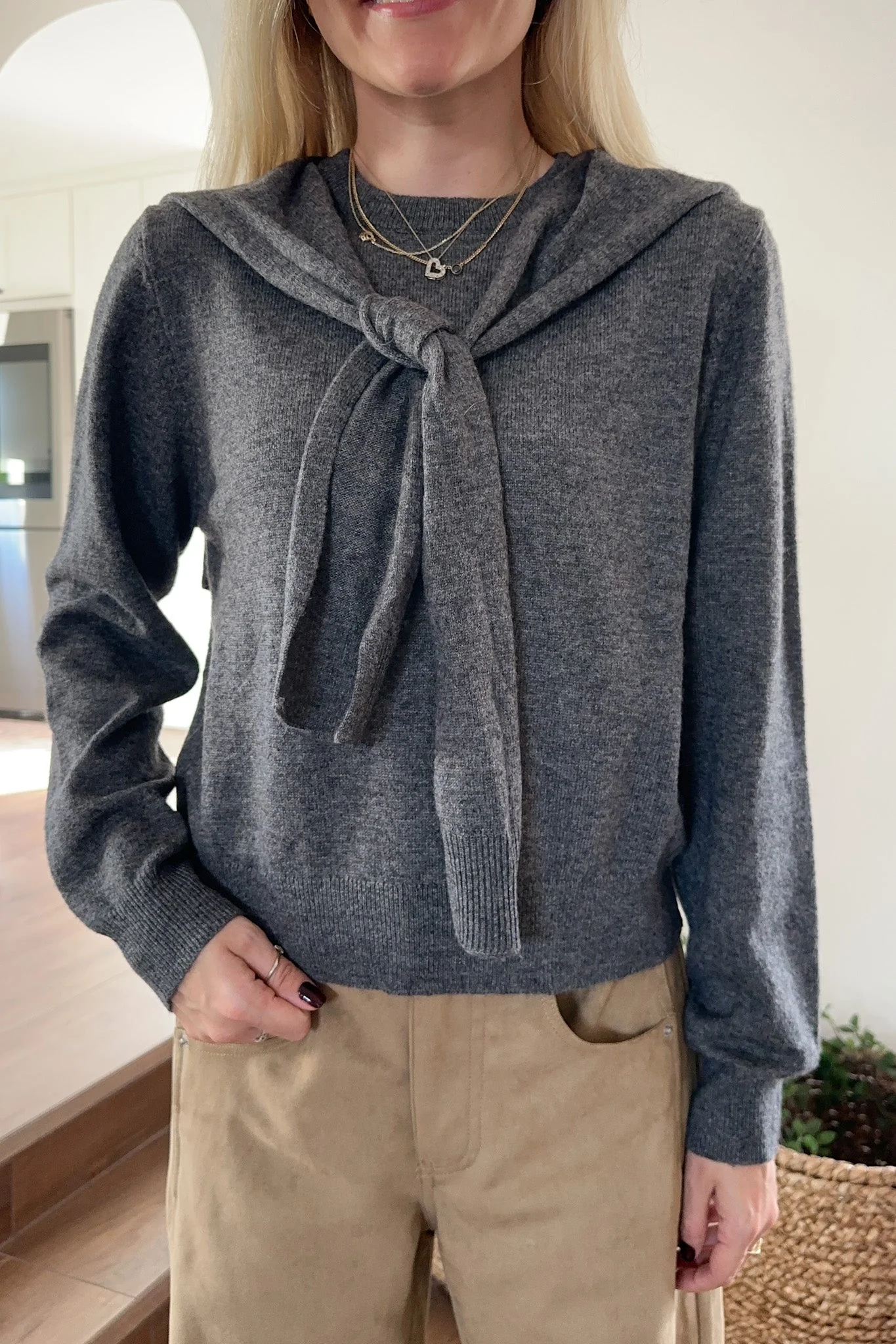 Delilah Round Neck Twofer Pullover Sweater