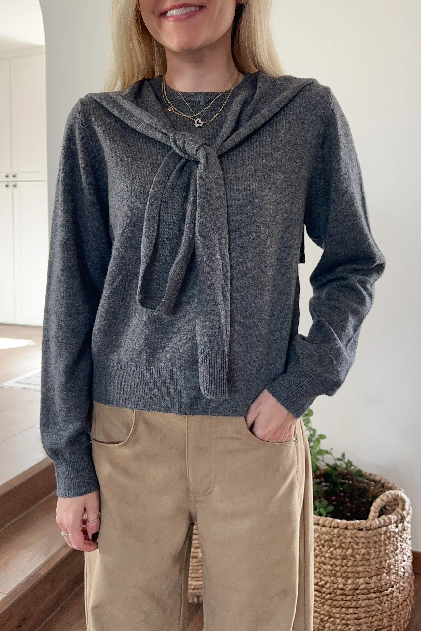 Delilah Round Neck Twofer Pullover Sweater - Image 3