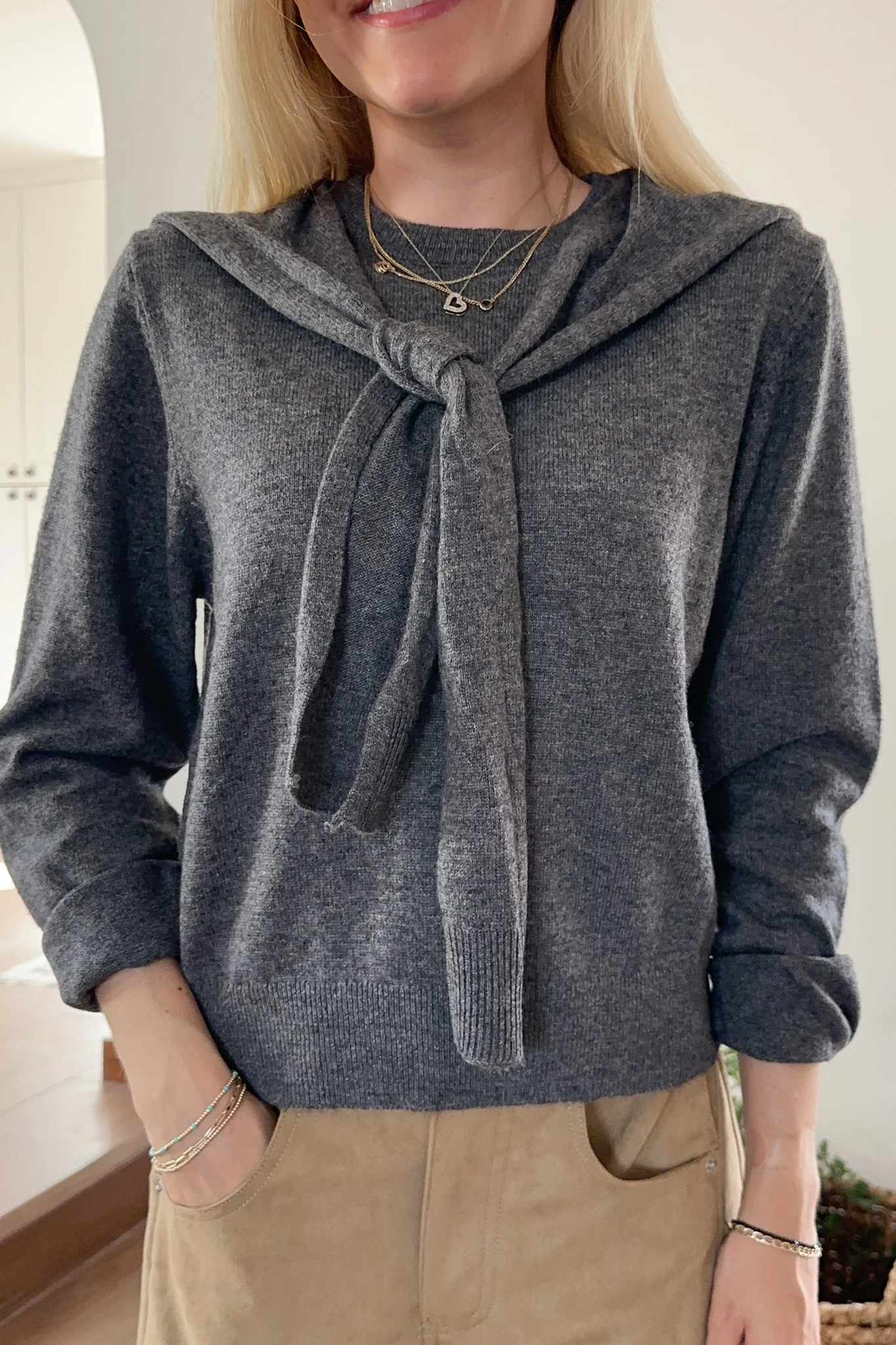Delilah Round Neck Twofer Pullover Sweater - Image 6