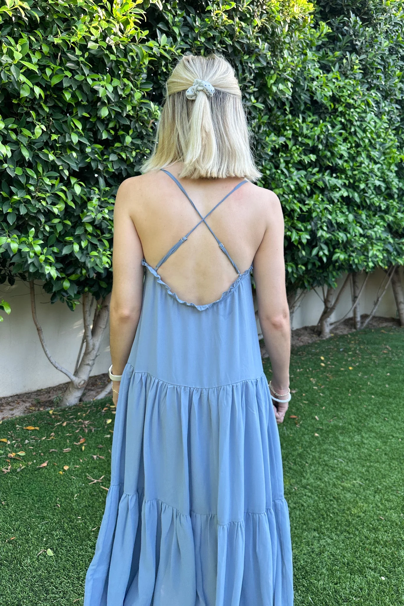 Dove Romantic Dusty Blue Tiered Midi Dress - Image 4