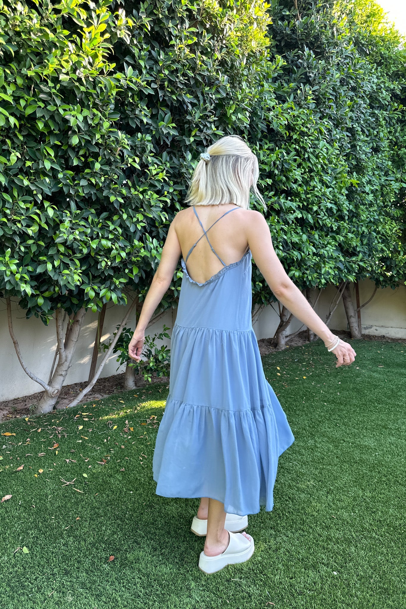 Dove Romantic Dusty Blue Tiered Midi Dress - Image 7
