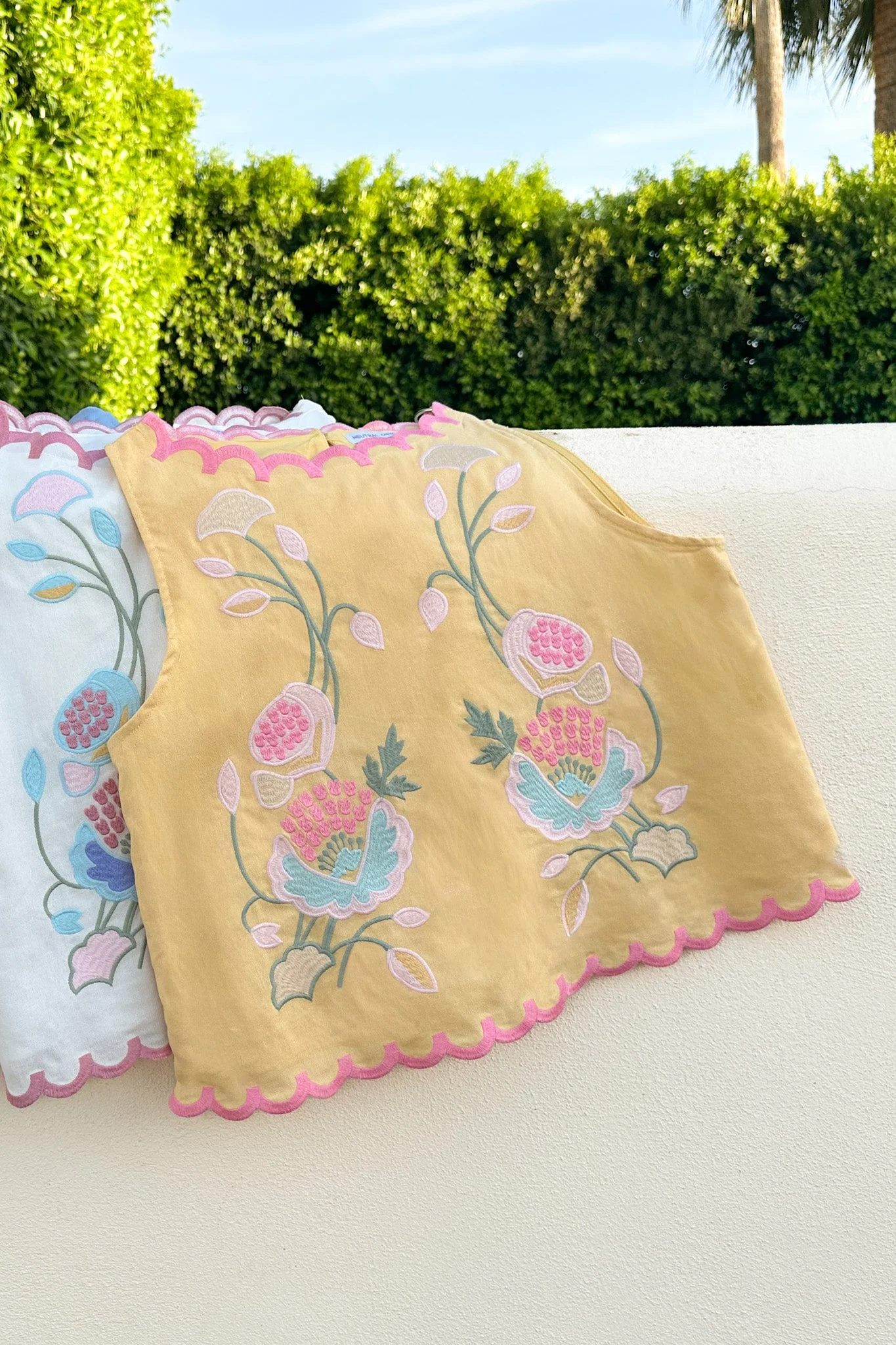 Eloise Sleeveless Floral Embroidered Top in Butter - Image 4