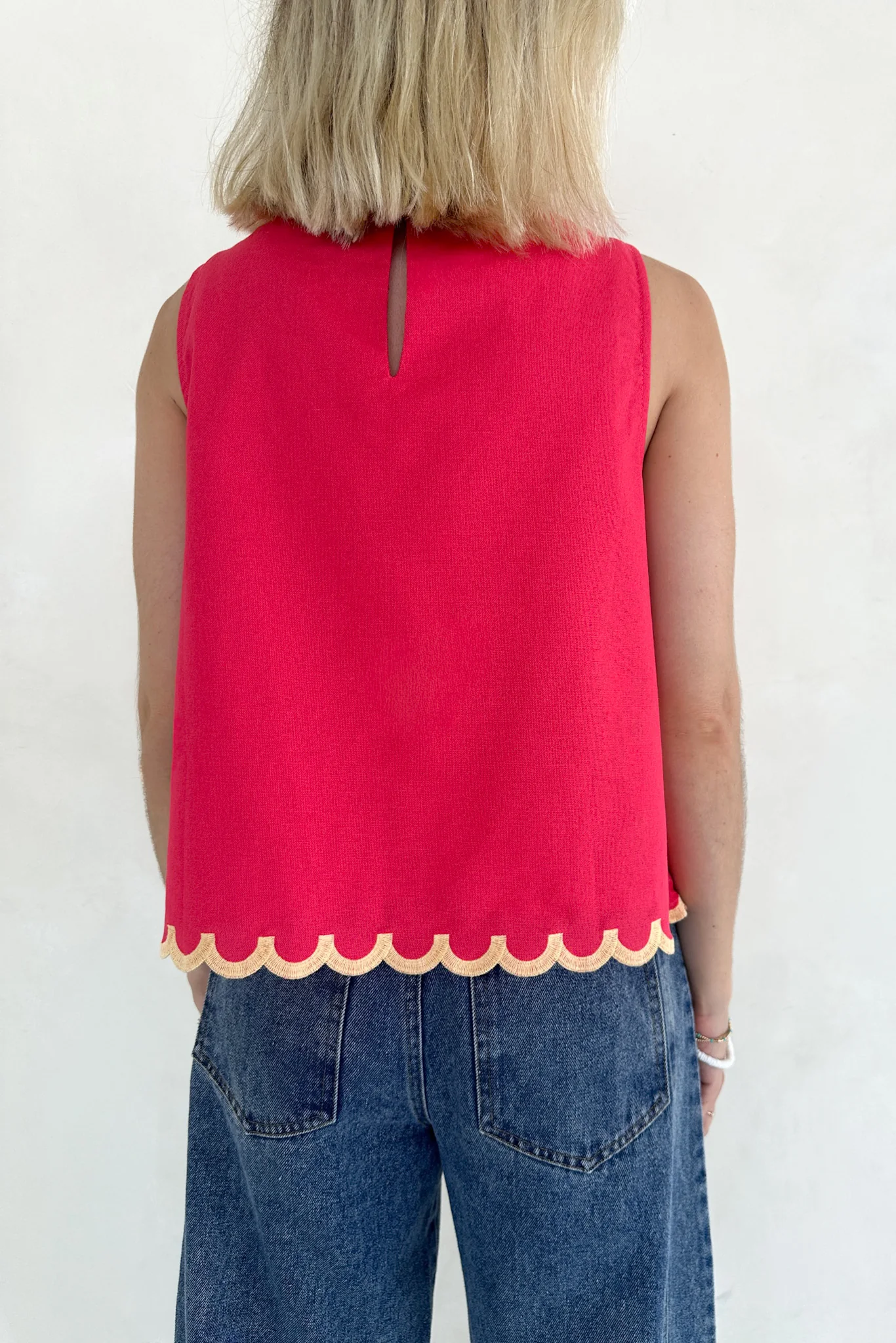 Eloise Sleeveless Floral Embroidered Top in Raspberry - Image 5
