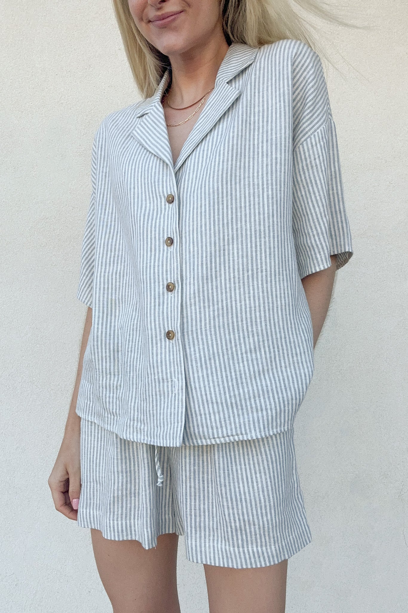 Emilie Striped Linen Button Down Shirt - Image 3