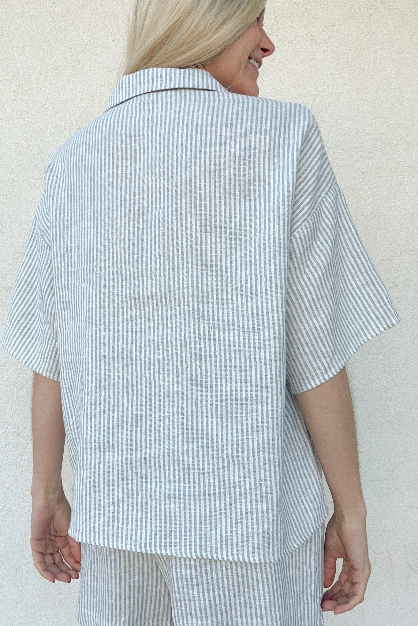 Emilie Striped Linen Button Down Shirt - Image 5