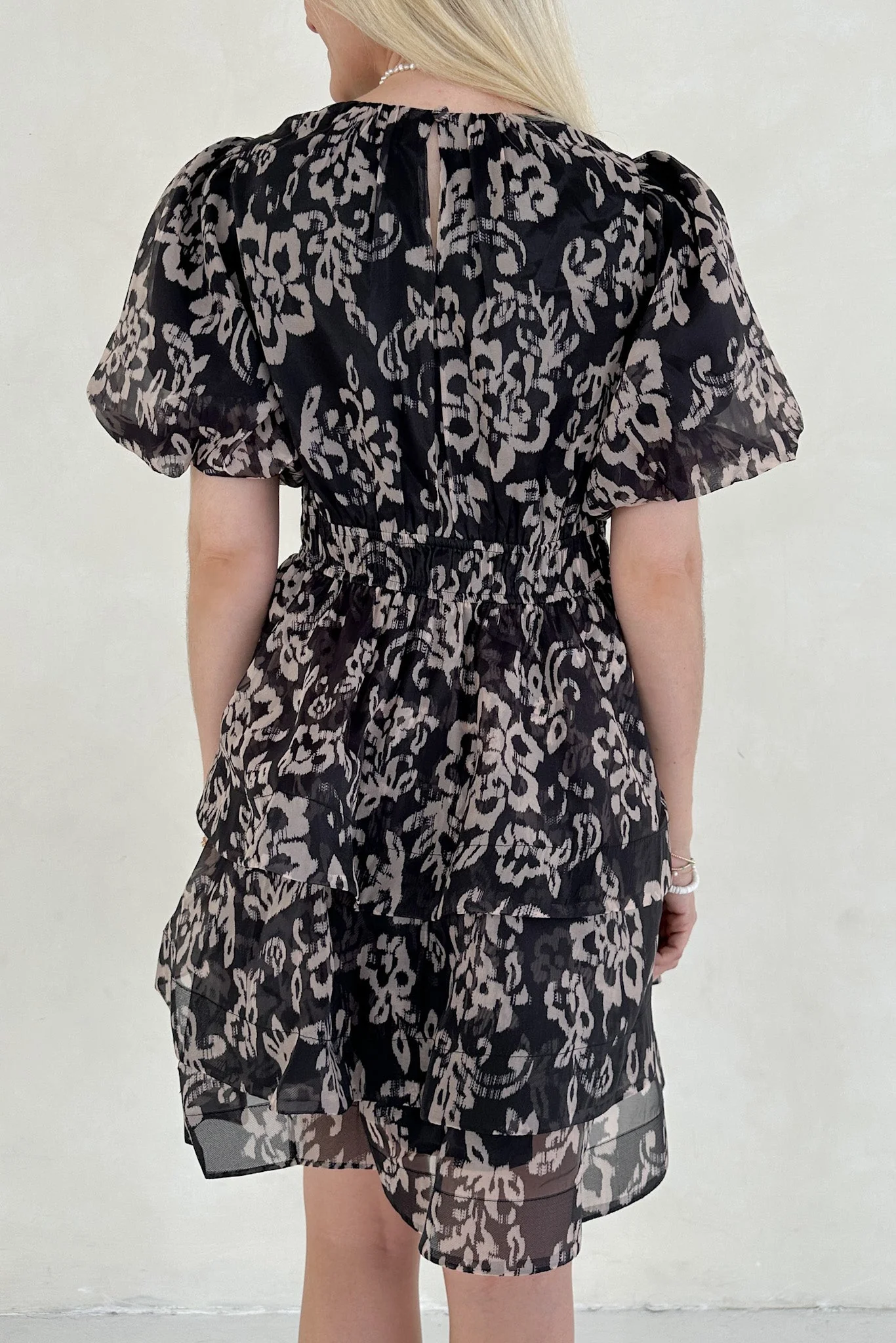 Emma Floral Organza Puff-sleeve Tier Ruffle Mini Dress - Image 2
