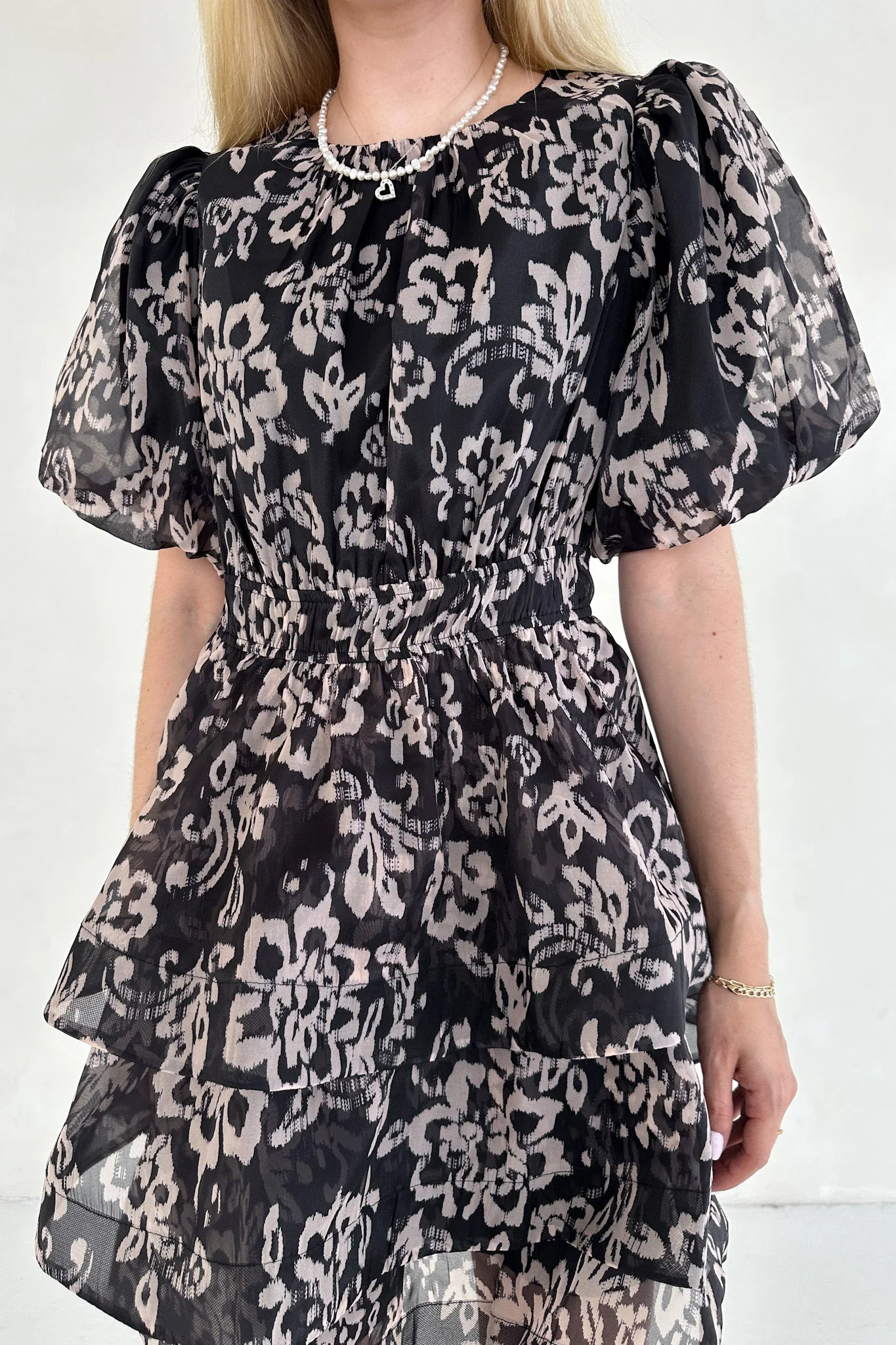 Emma Floral Organza Puff-sleeve Tier Ruffle Mini Dress - Image 4